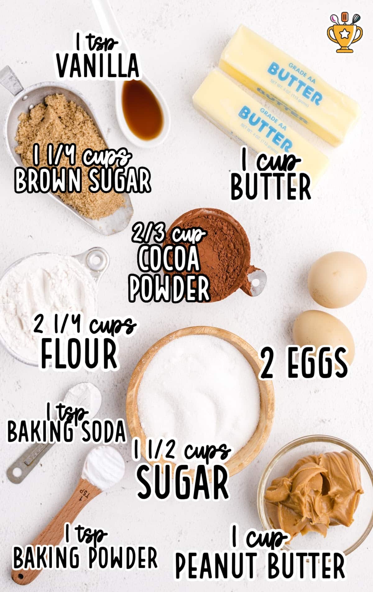 ingredients for making Chocolate Peanut Butter Cookies
