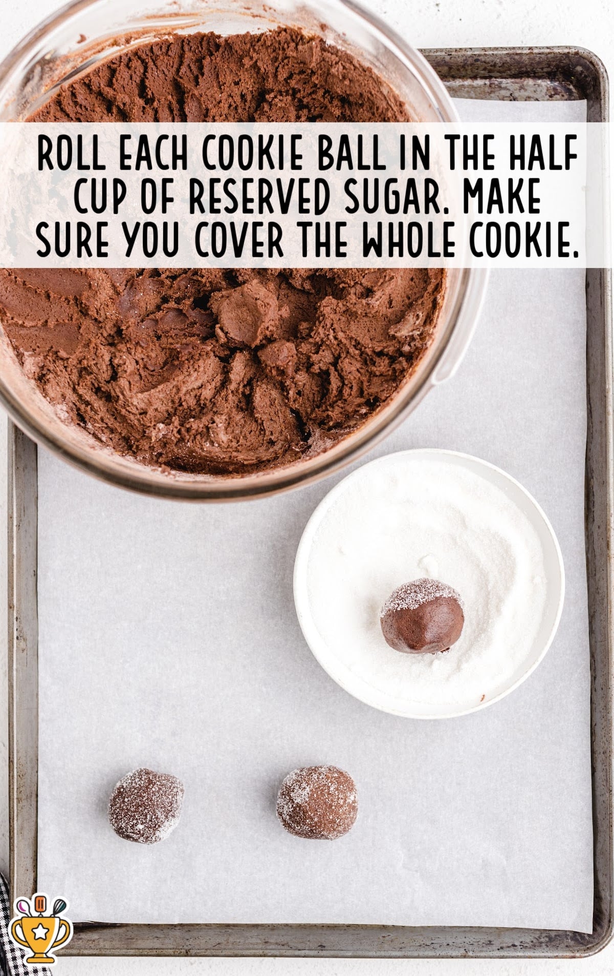 rolling cookies and placing on a baking pan