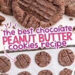 Chocolate Peanut Butter Cookies on a baking pan