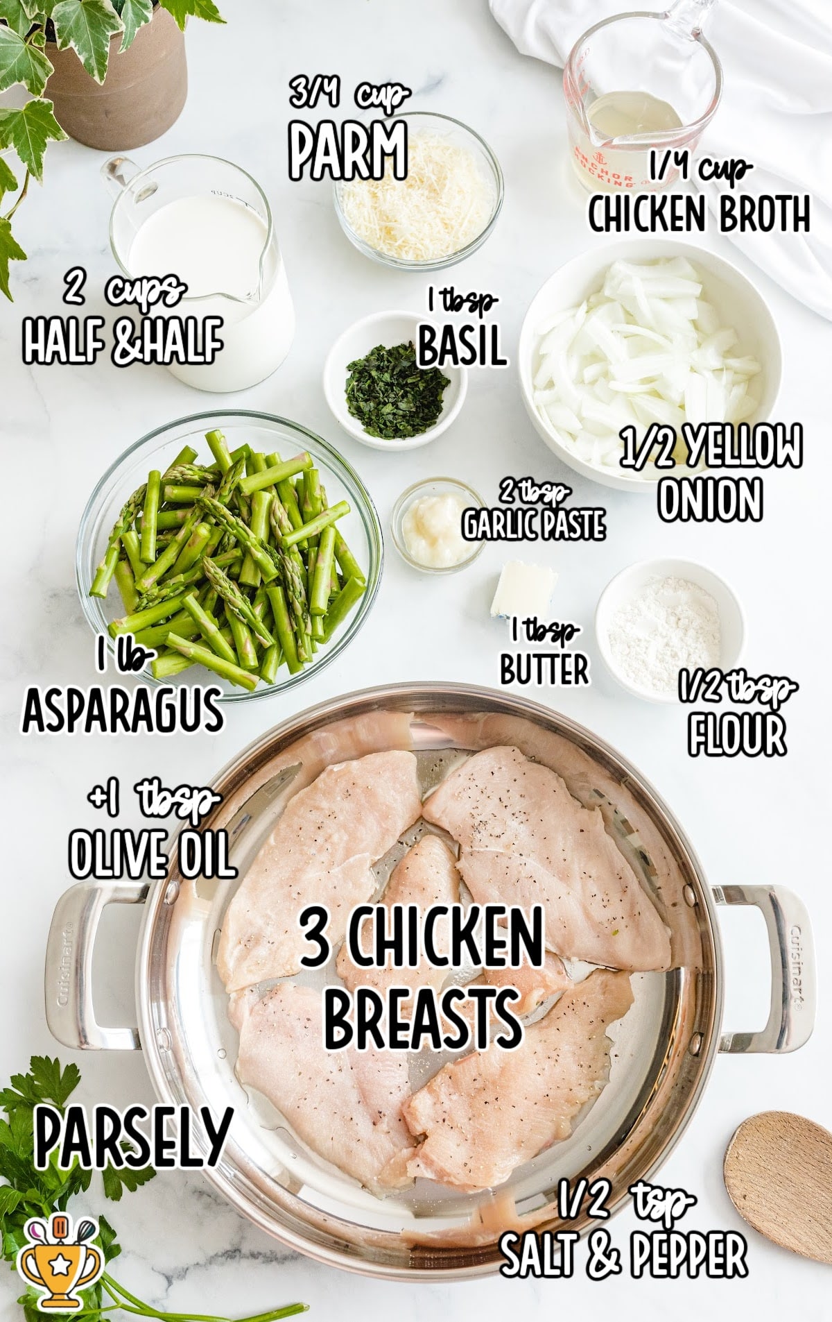ingredients for making Creamy Chicken and Asparagus