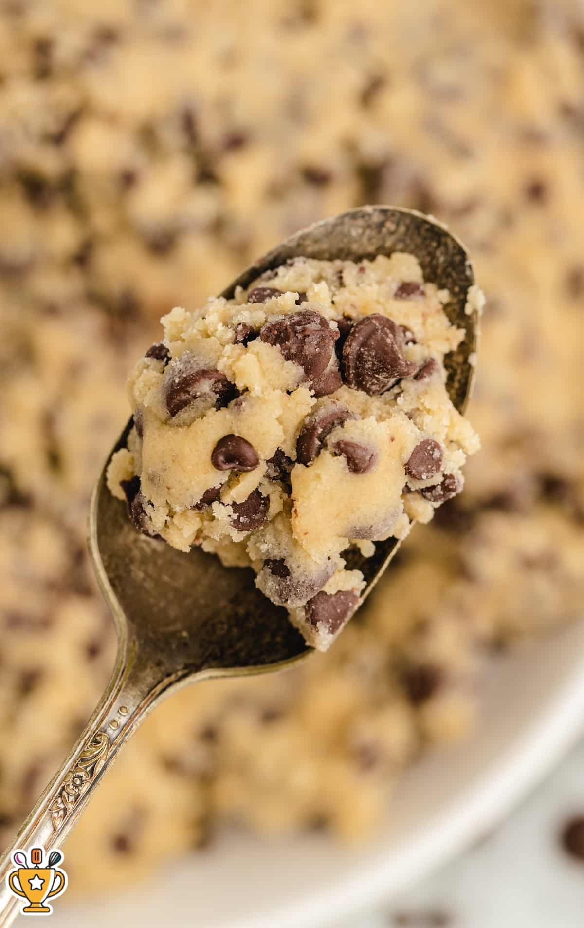 a spoon holding some Edible Dough Recipe