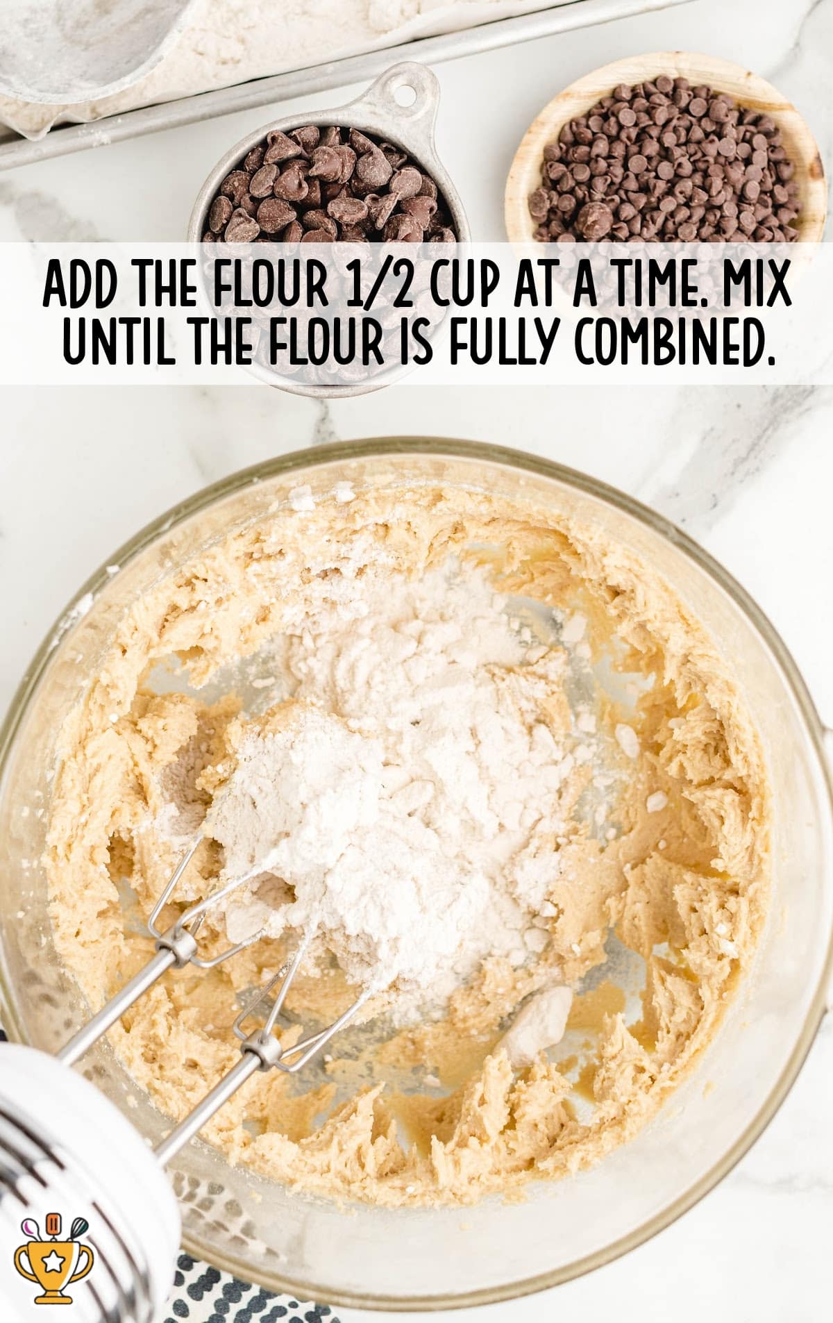flour added in a bowl