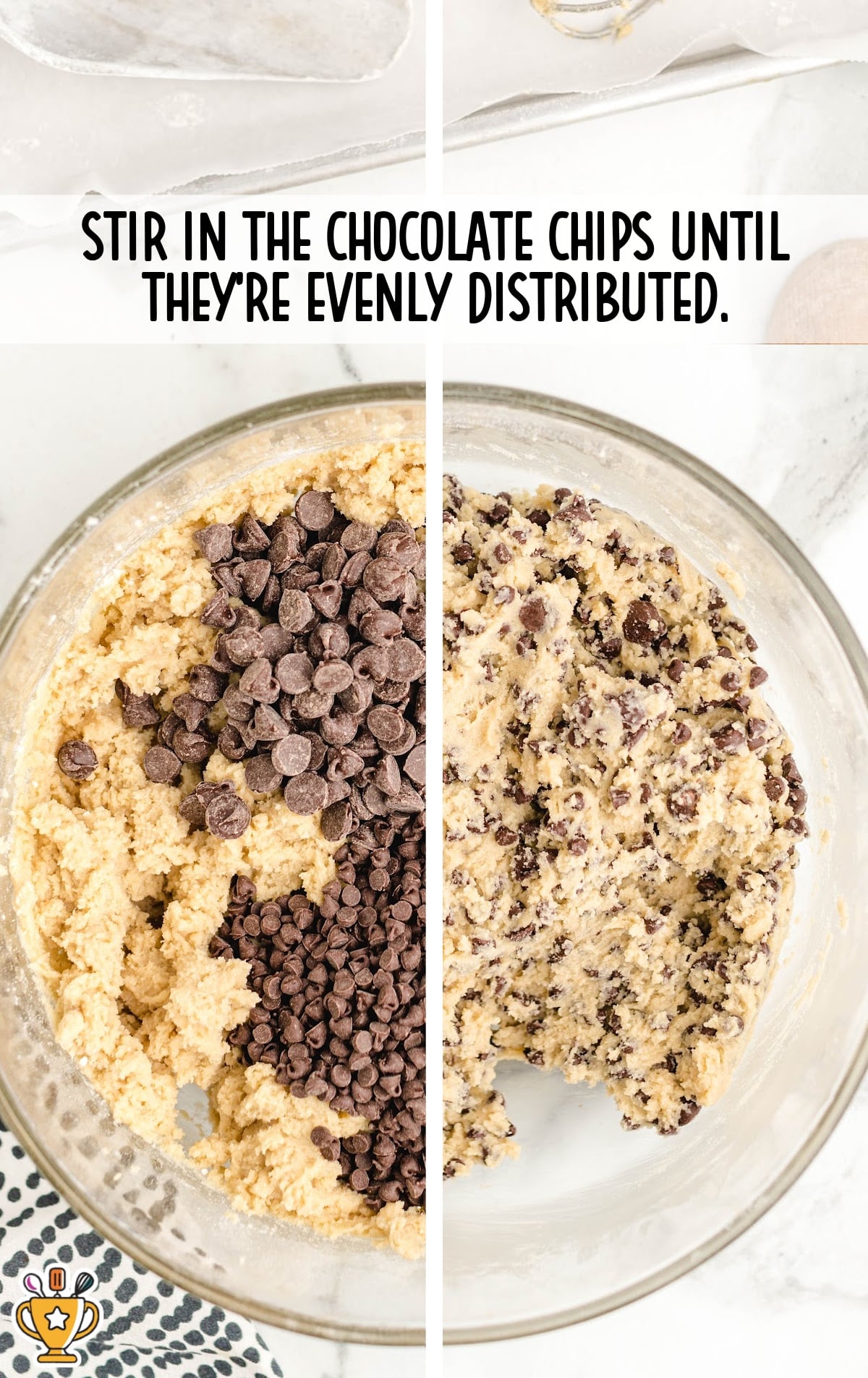 chocolate chips stirred in a bowl