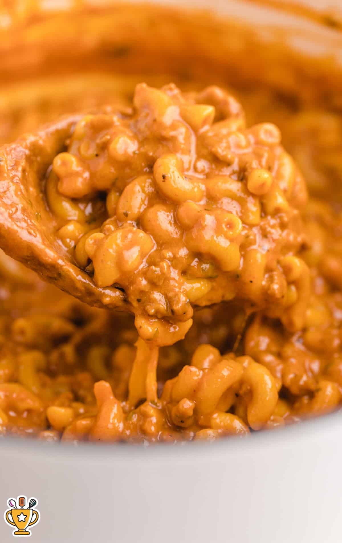 a wooden spoon holding dome Homemade Hamburger Helper