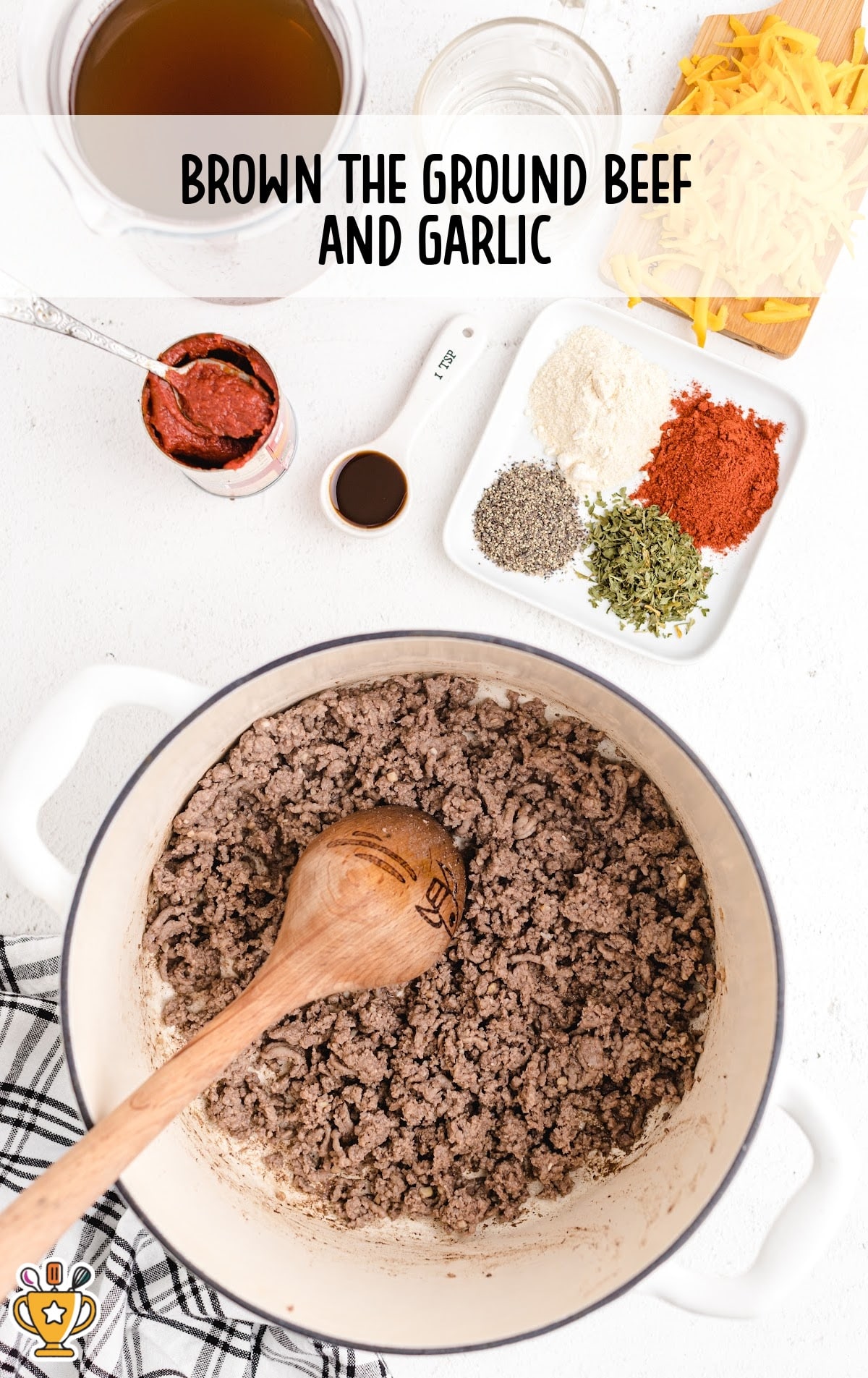 ground beef in a pot