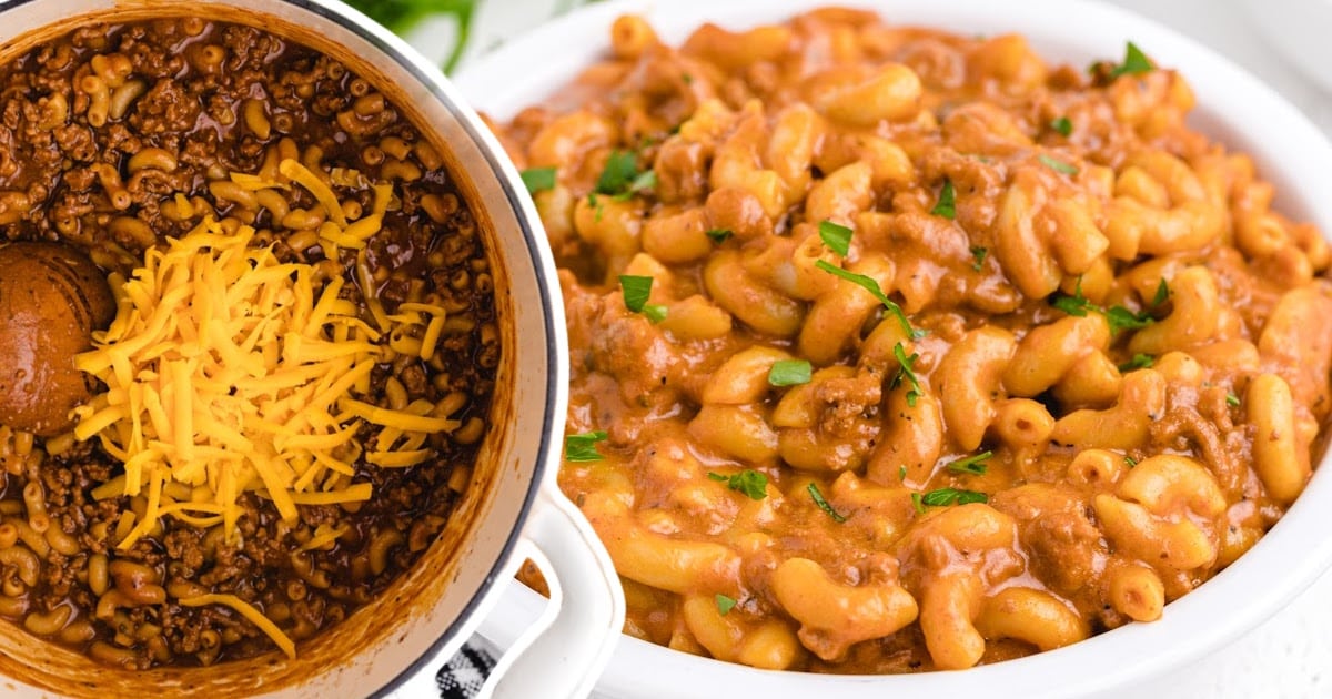 Homemade Hamburger Helper in a bowl