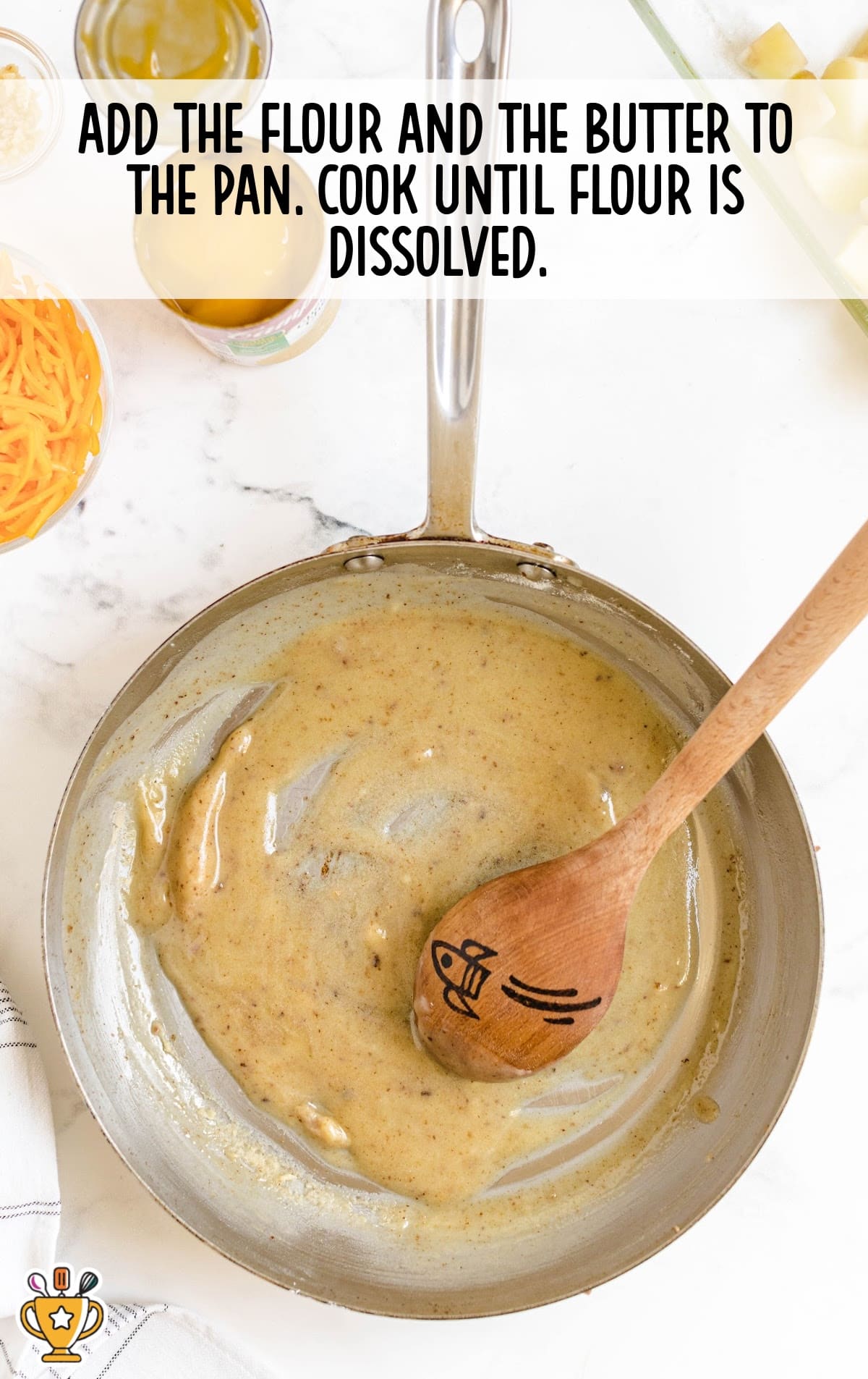flour and butter added in a pan