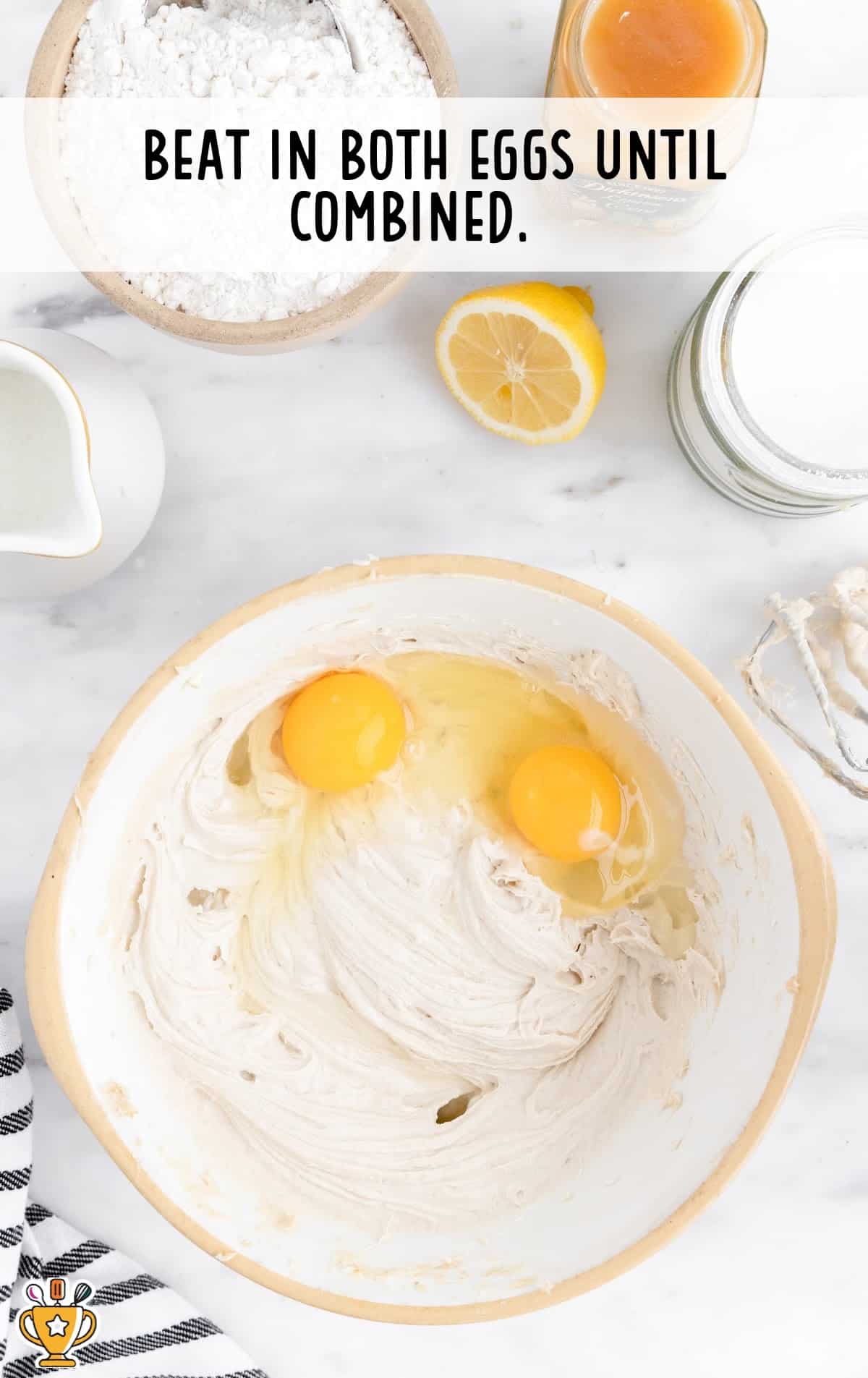 eggs beaten in a bowl