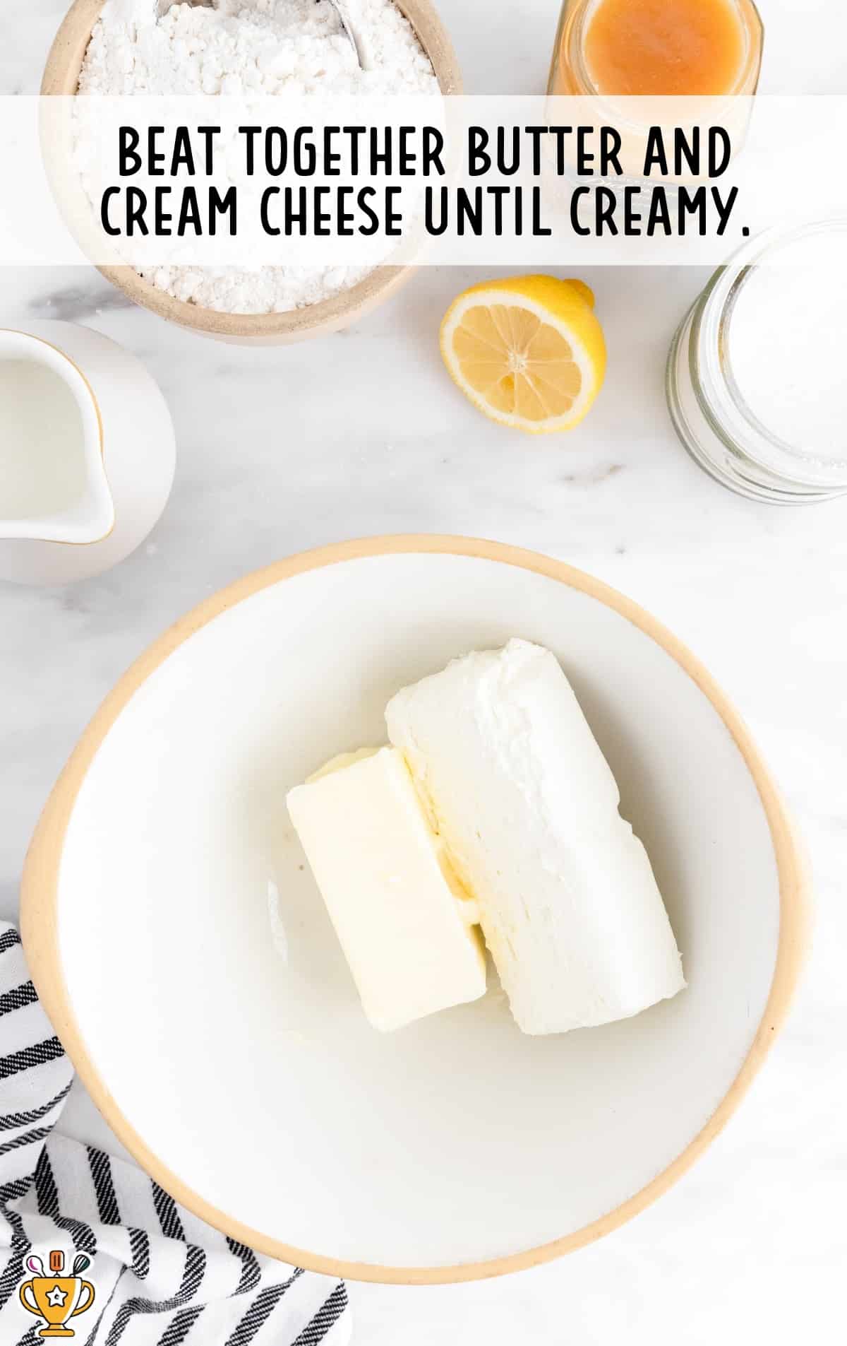 butter and cream cheese in a bowl