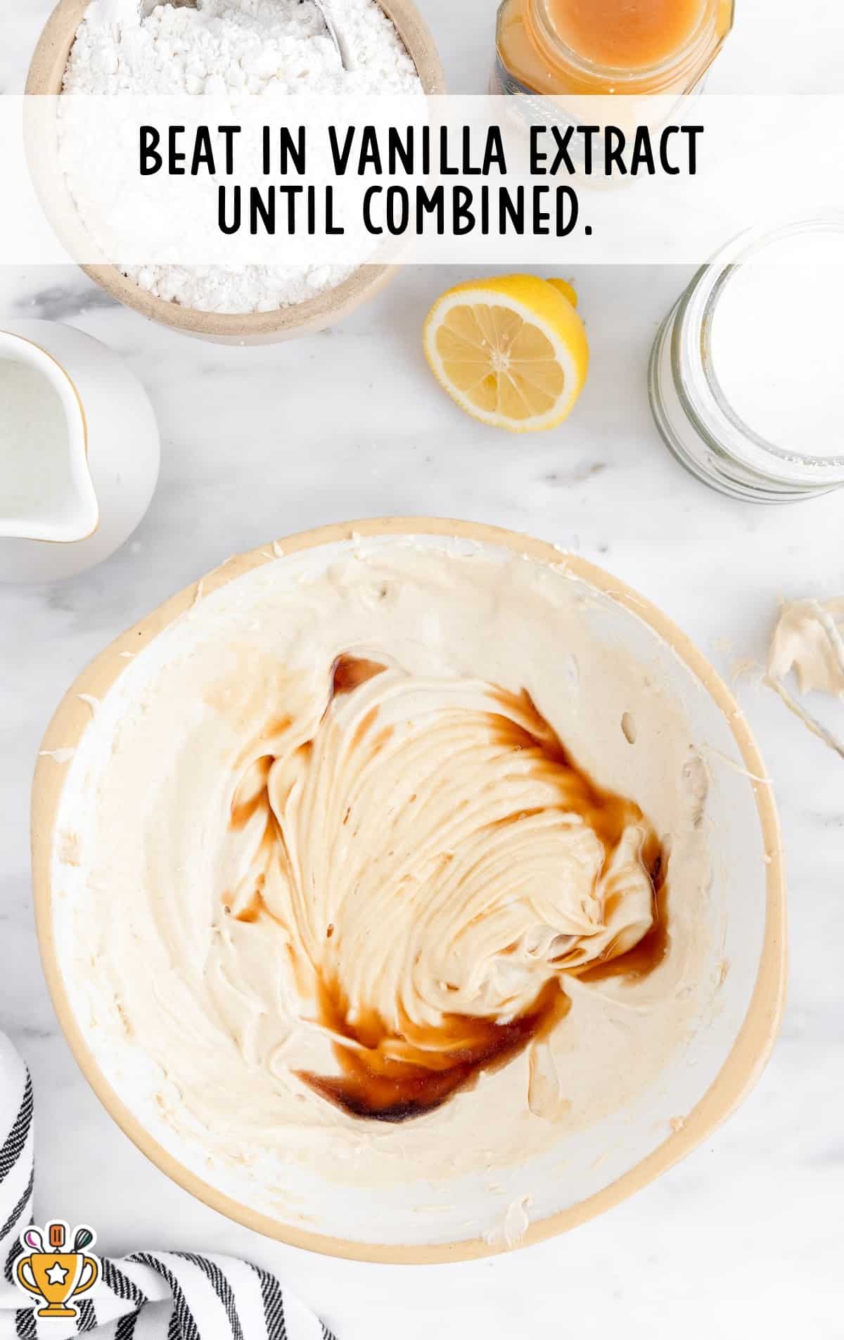 vanilla extract added in a bowl