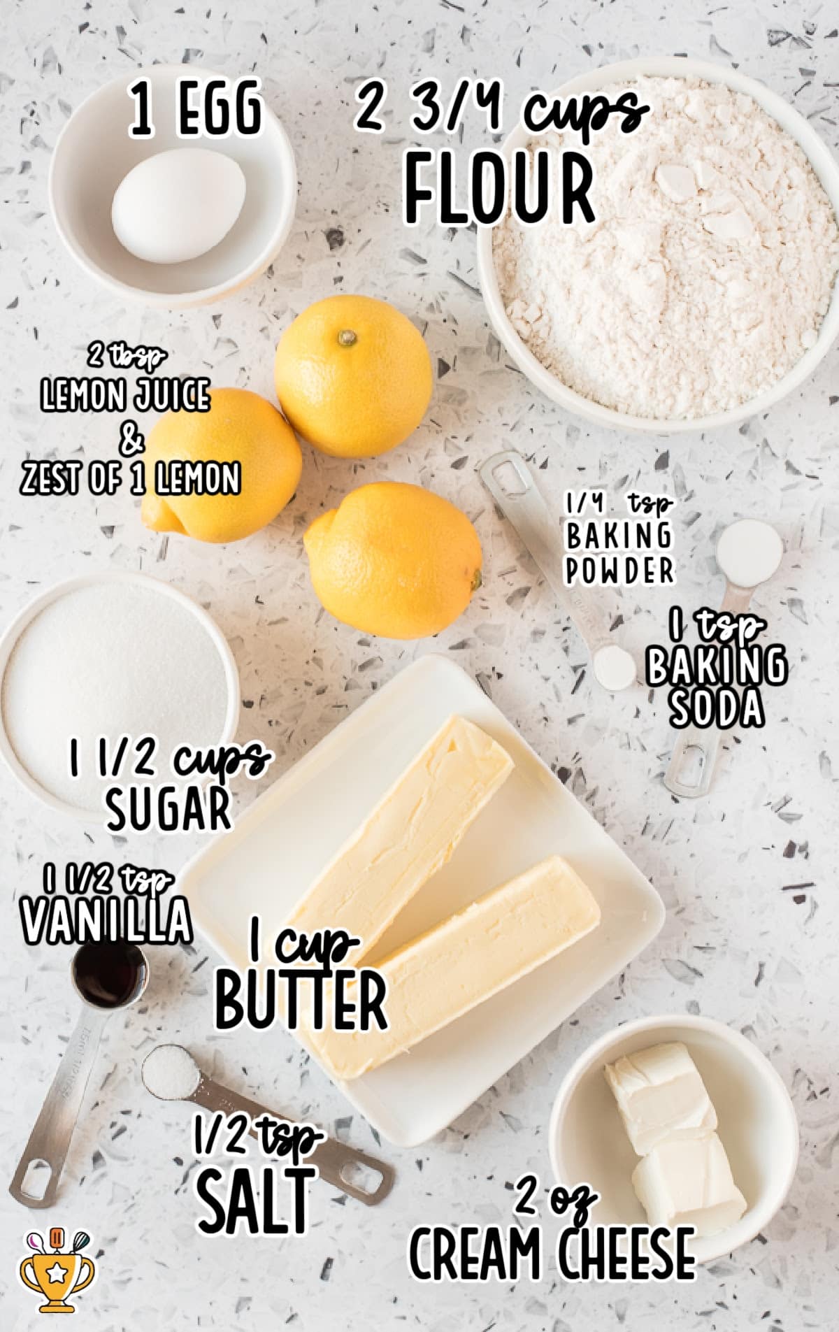 ingredients for making Lemon Sugar Cookies