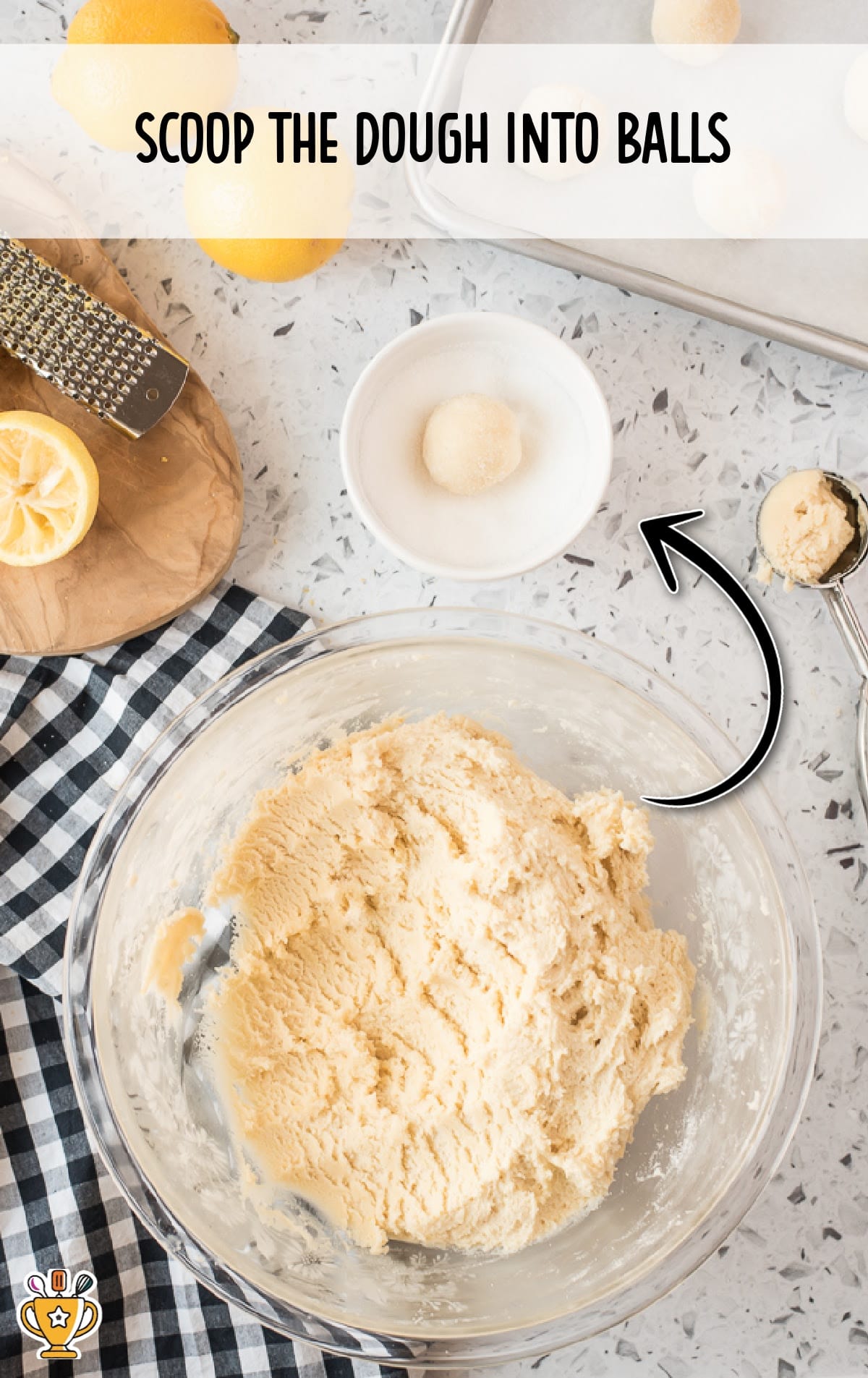 scooping the dough into balls