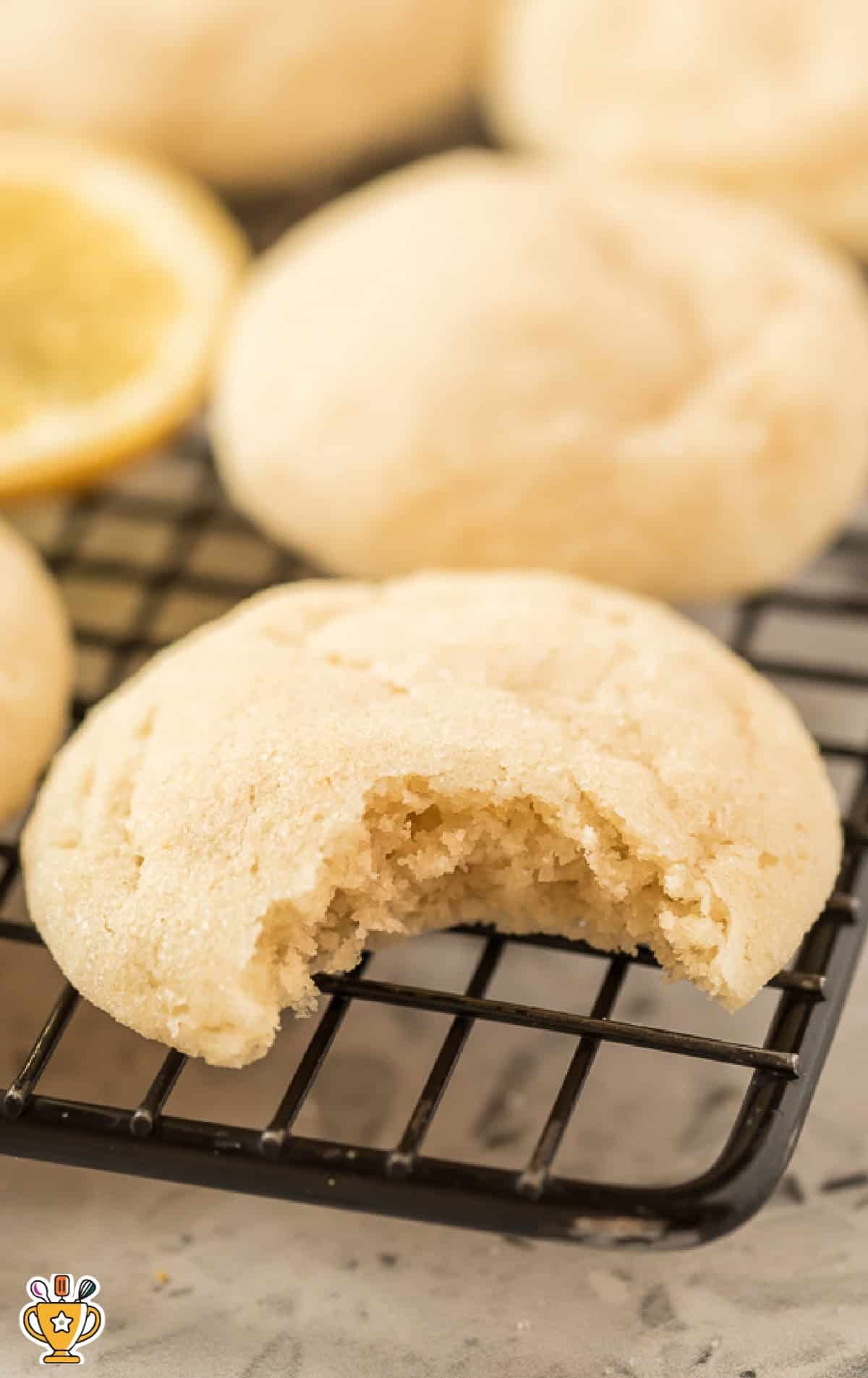 Lemon Sugar Cookies on a cooling rack