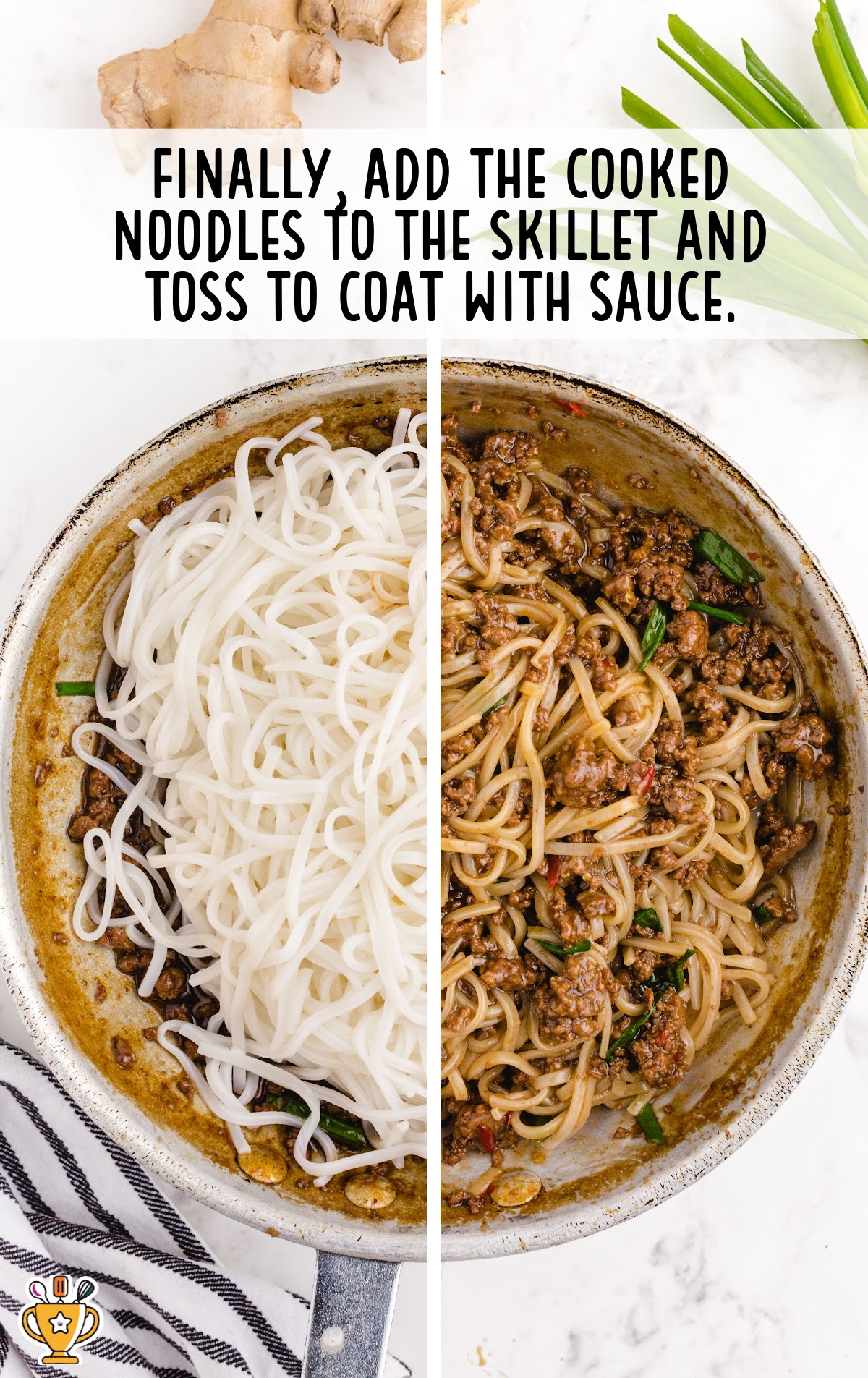 noodles in the skillet