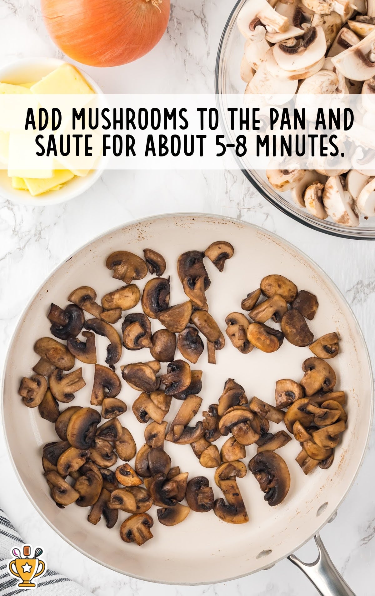 mushrooms added to the pan