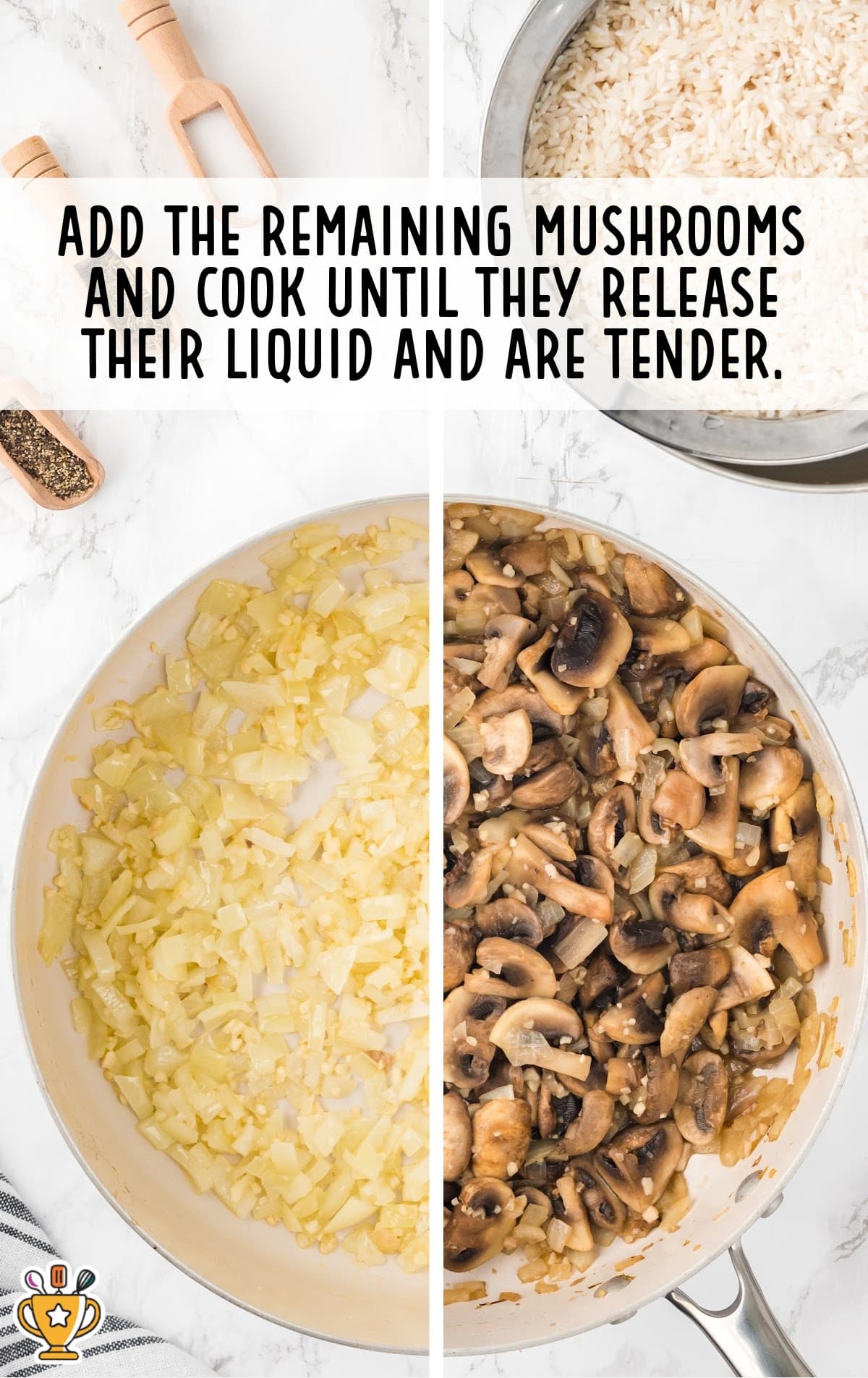 mushrooms added in a skillet