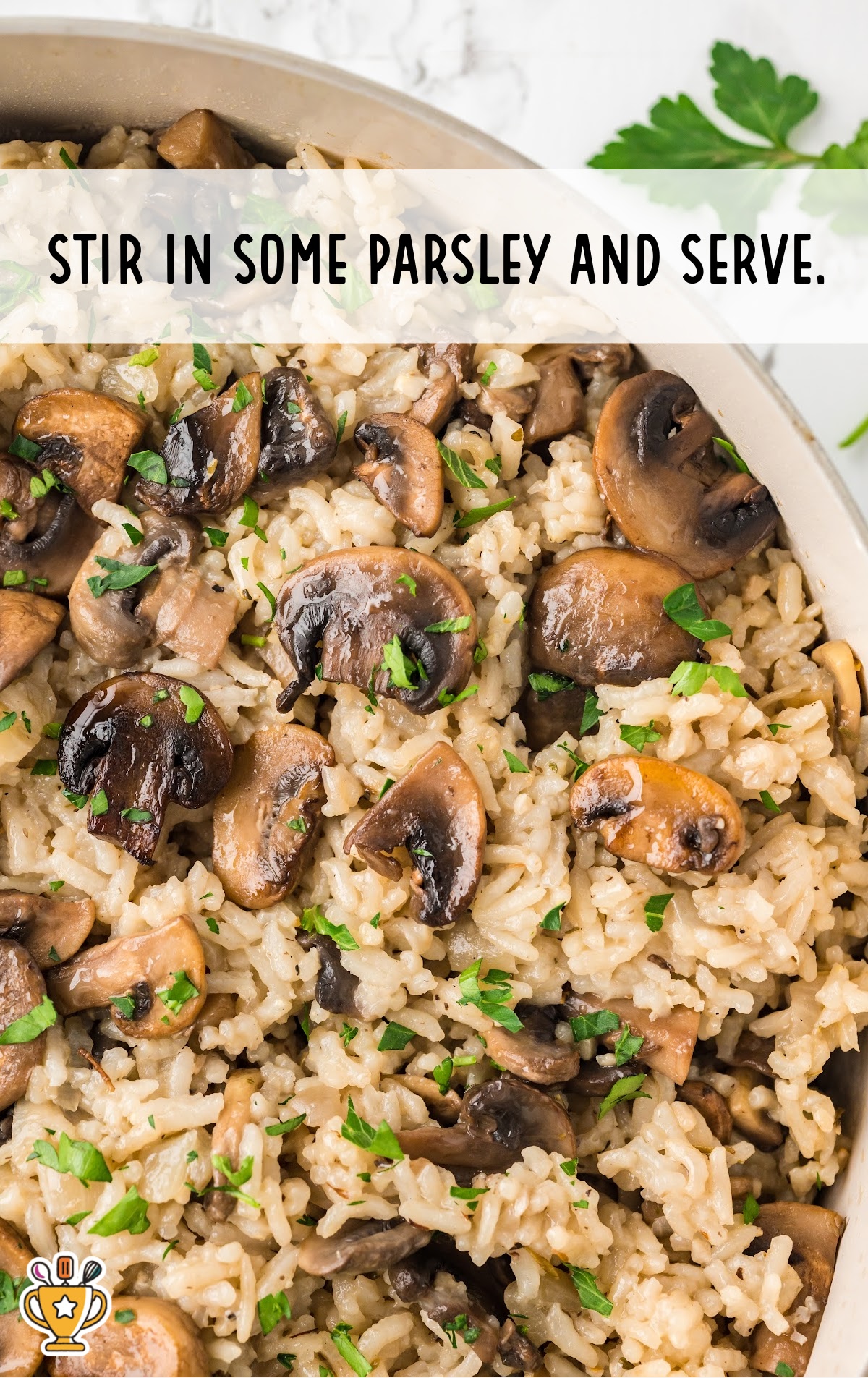 a skillet full of Mushroom Rice