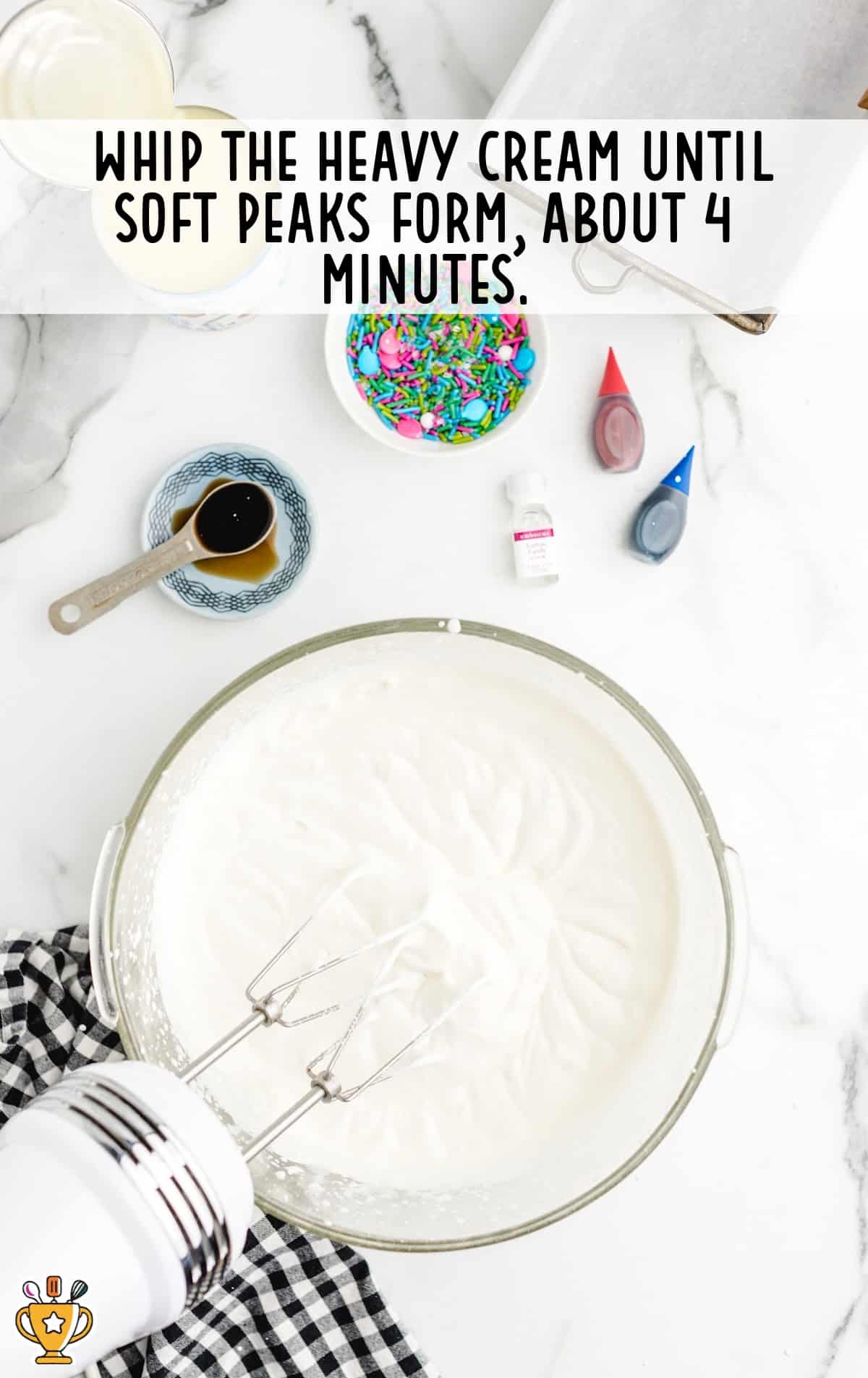 heavy cream whipped in a bowl