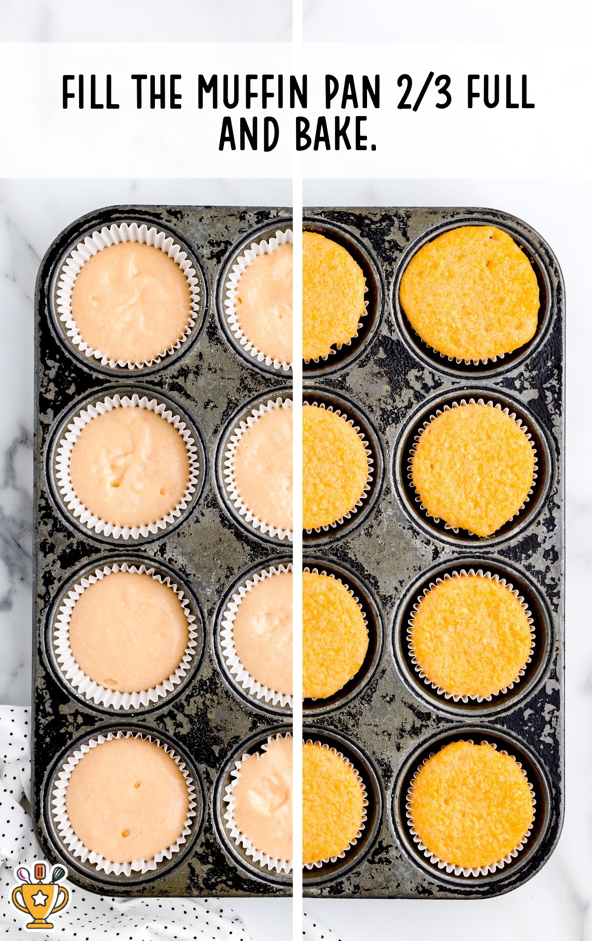 Orange Creamsicle Cupcakes in a muffin pan