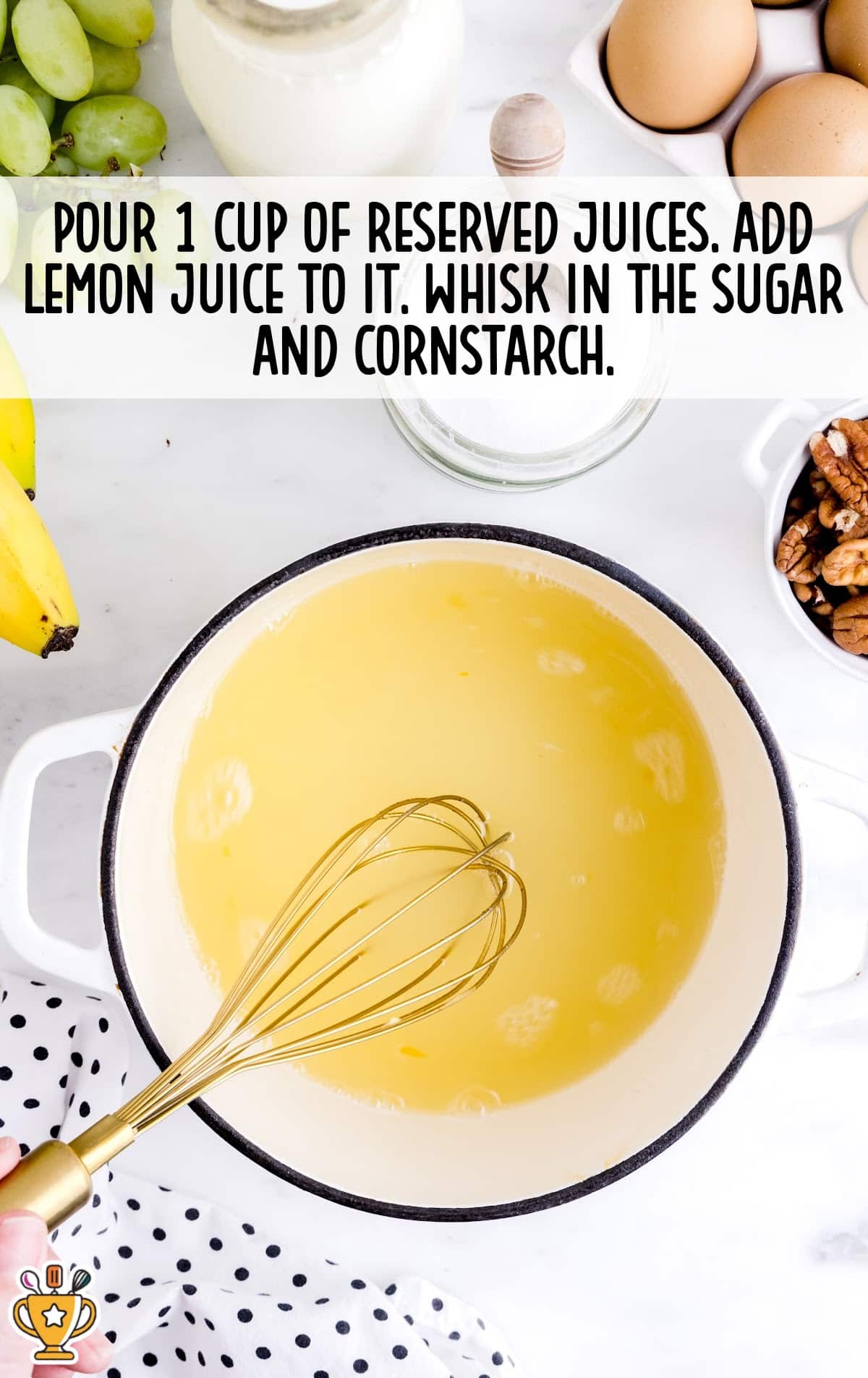 juices poured with sugar and corn starch