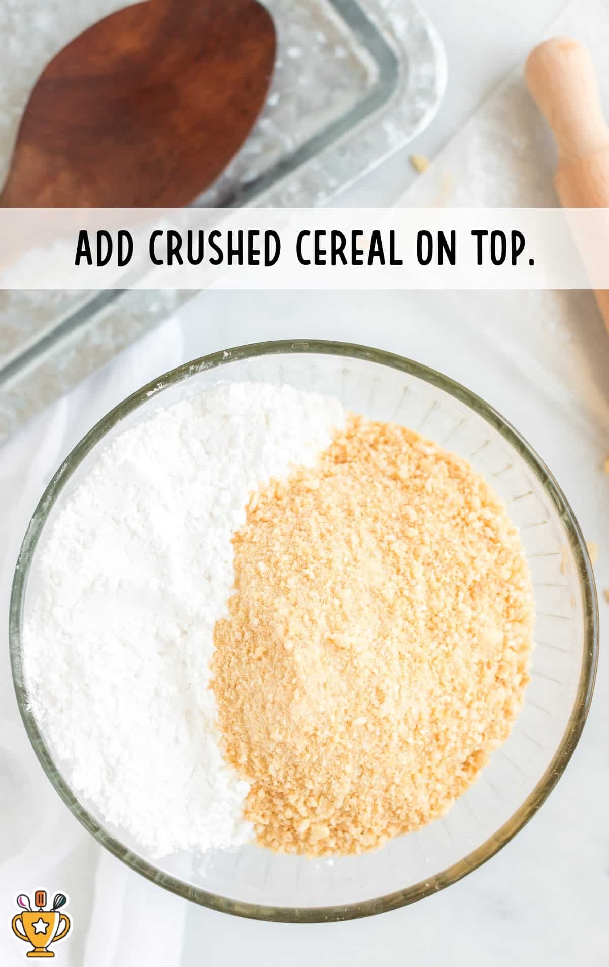 crushed cereal in a bowl