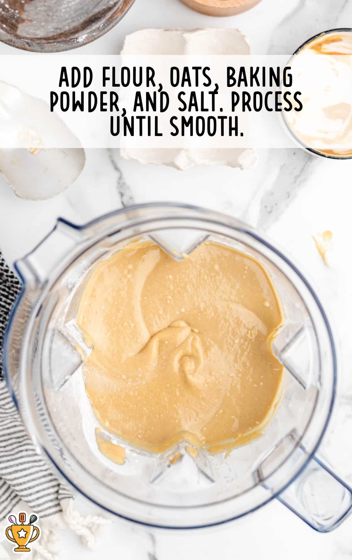 flour, oats, baking powder and salt added in a bowl