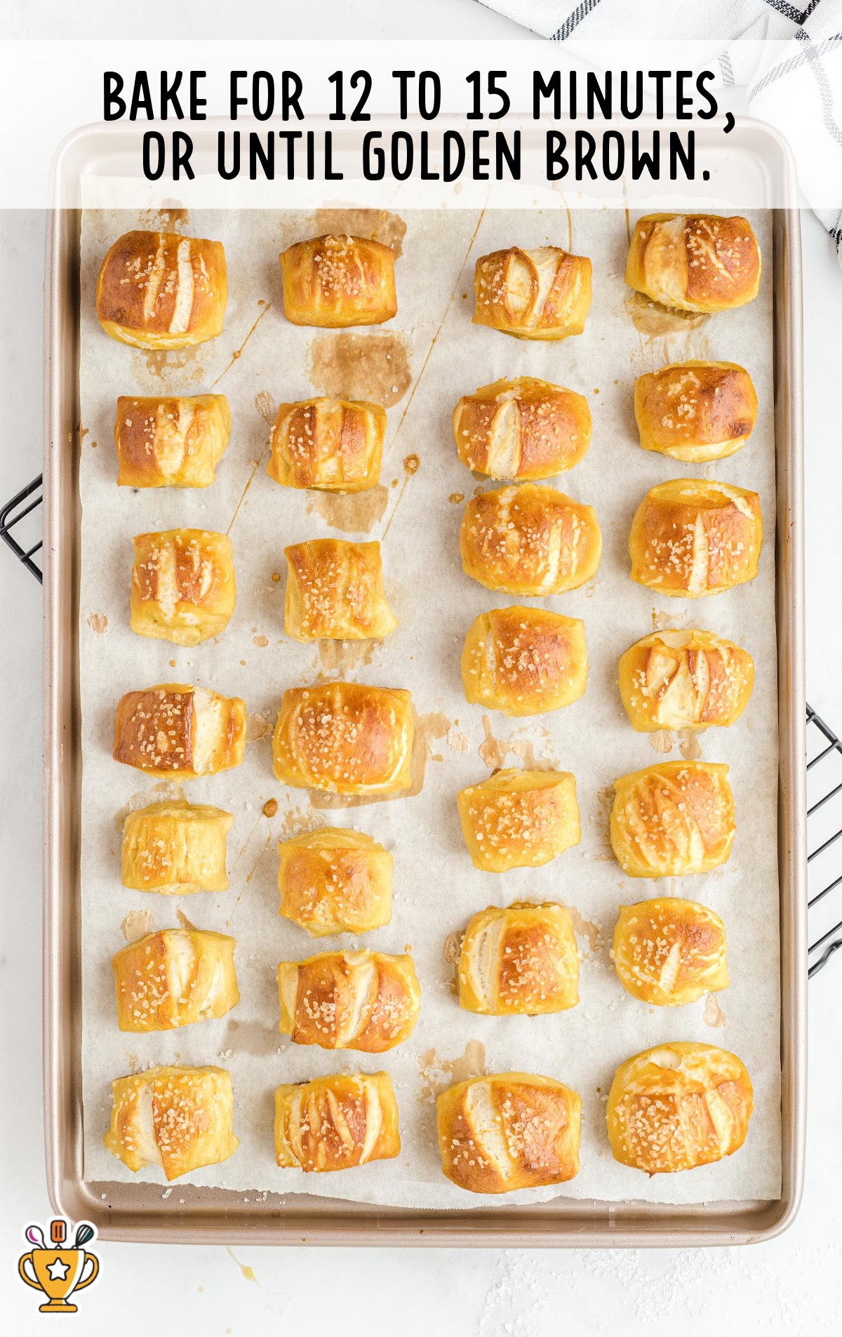 baked Pretzel Bites with Cheese on a baking pan