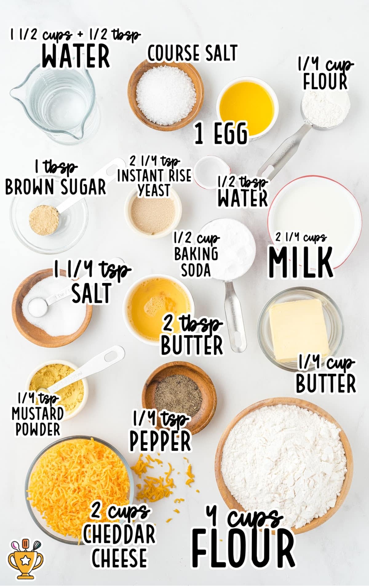  ingredients for making Pretzel Bites with Cheese