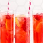 three glasses full of Raspberry Iced Tea