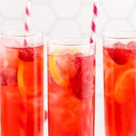 three glasses full of Raspberry Iced Tea