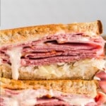 a close up photo of Reuben Sandwich