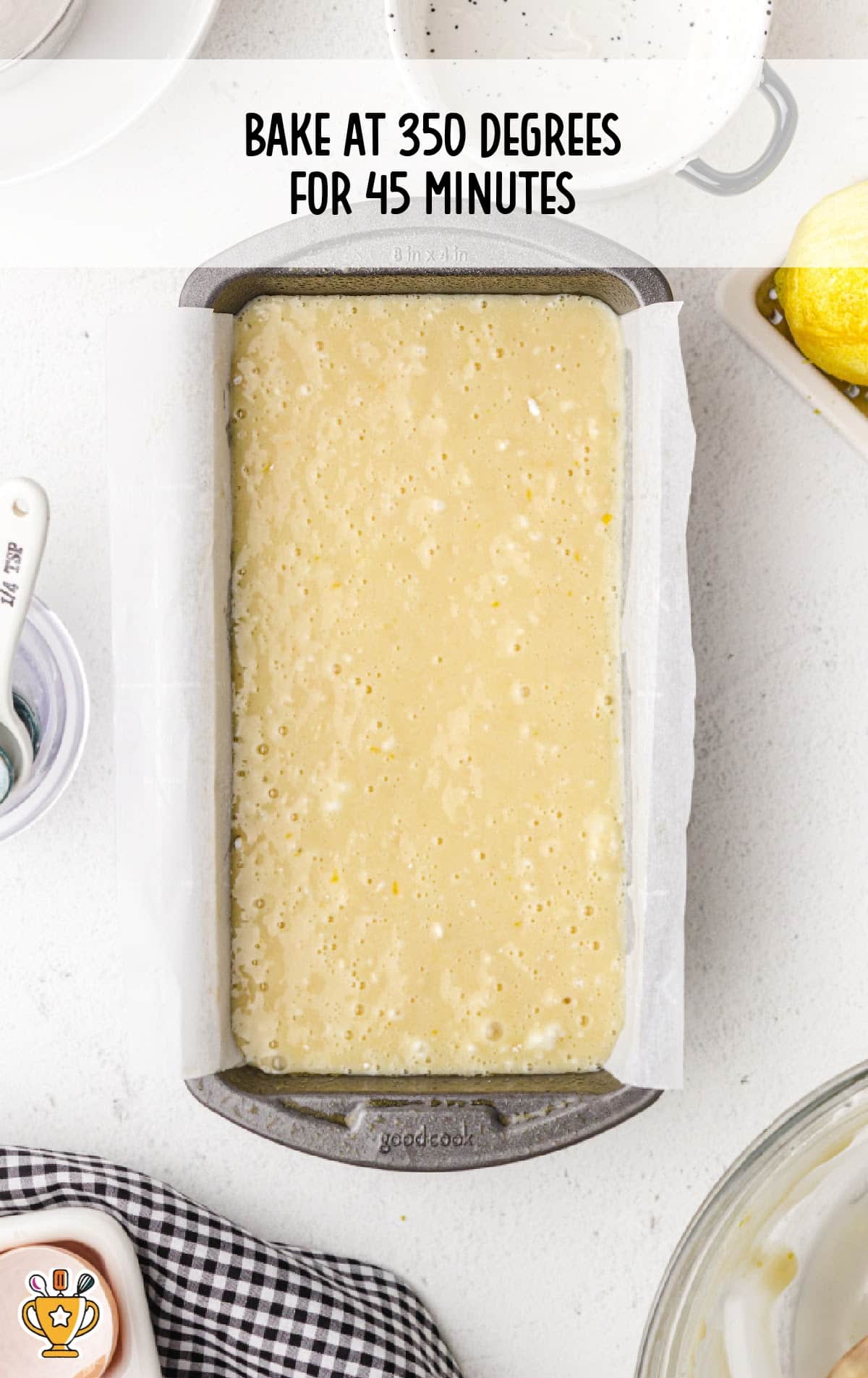 Starbucks Lemon Loaf batter in a baking pan ready for baking
