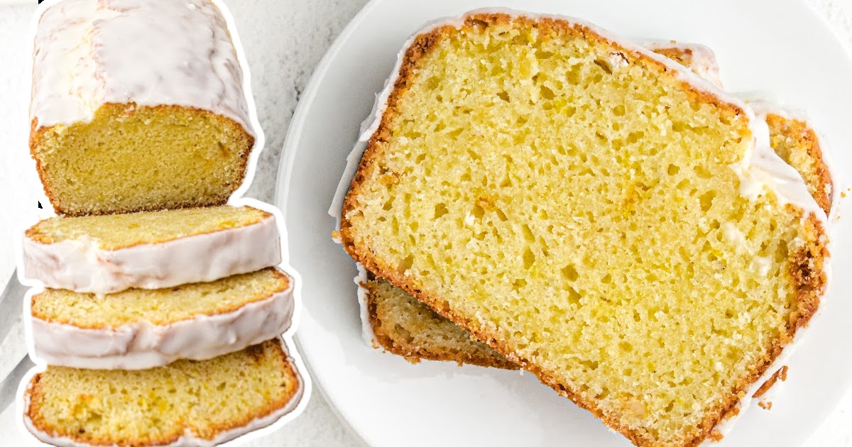 two slices of Starbucks Lemon Loaf on a plate and Starbucks Lemon Loaf with three cut slices