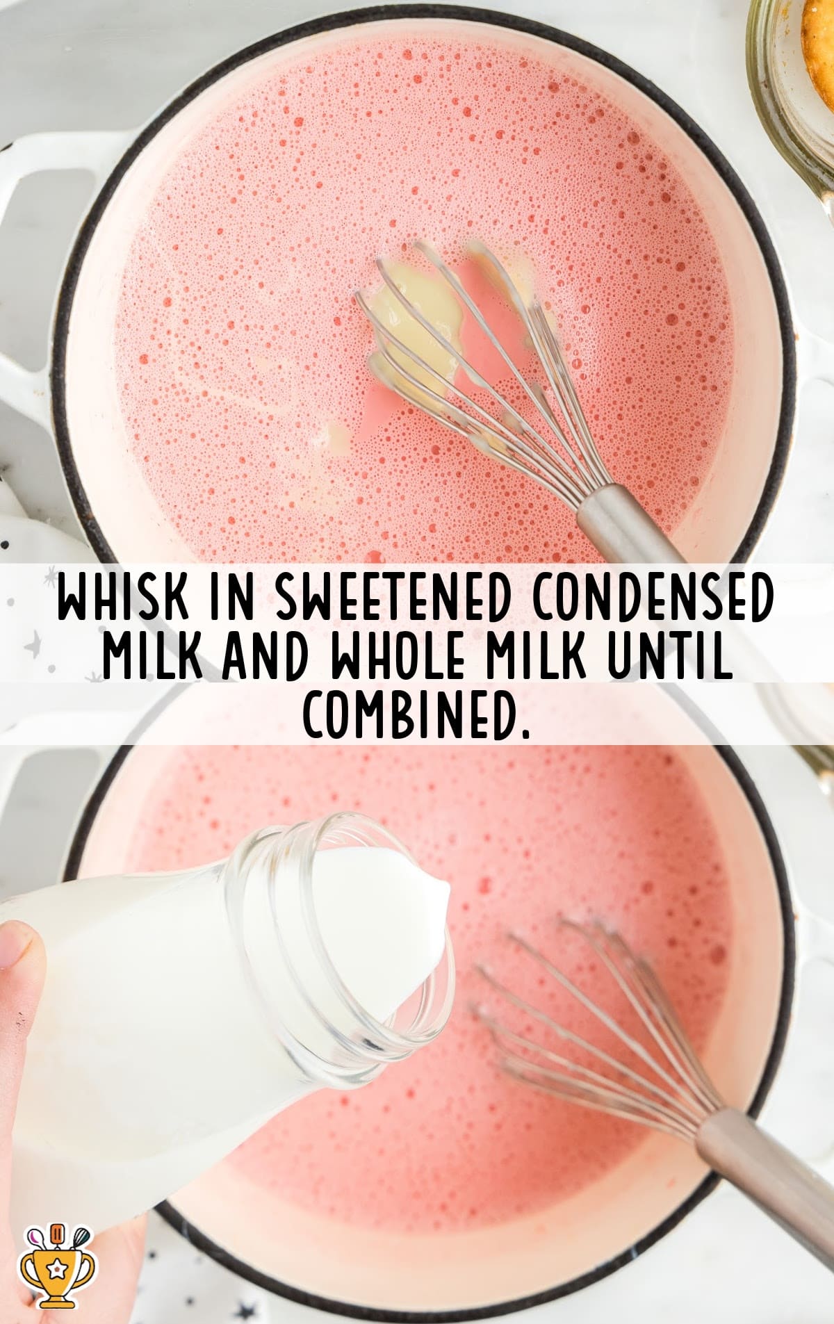 sweetened condensed milk and whole milk in bowls