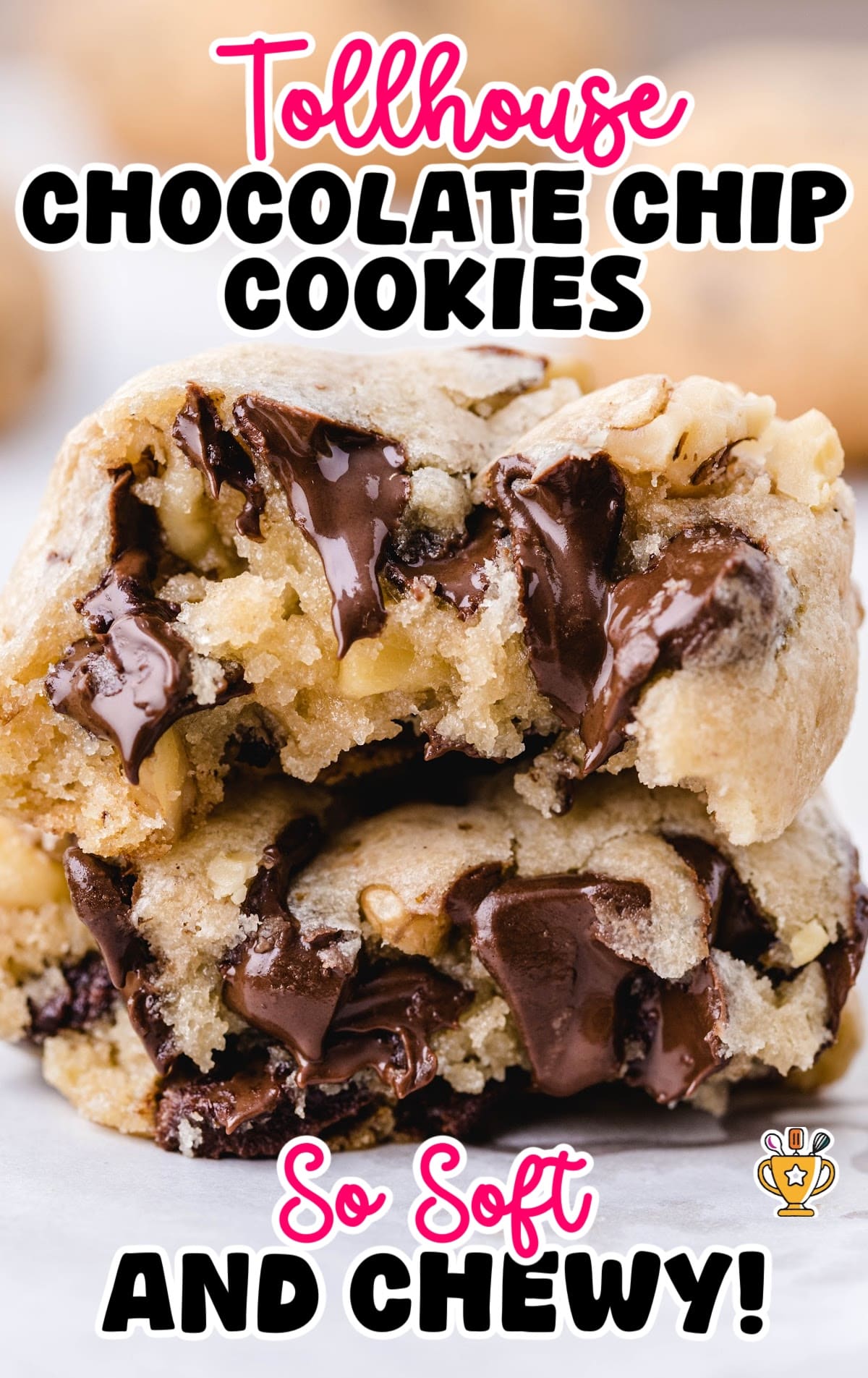 Tollhouse Chocolate Chip Cookie with a bite on it