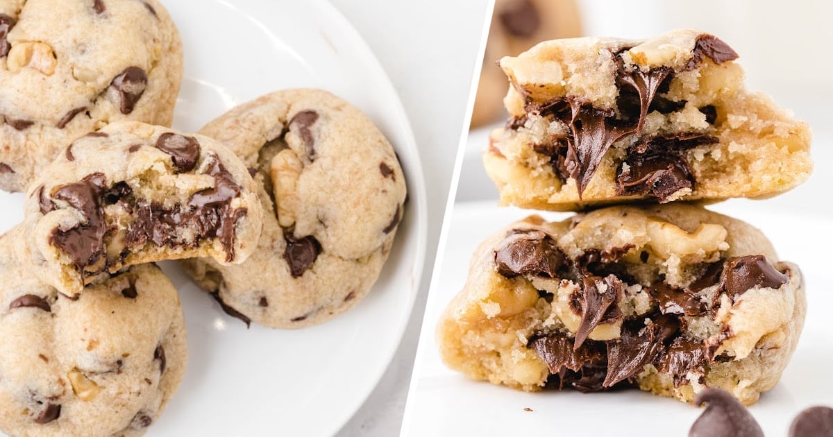 Tollhouse Chocolate Chip Cookies on a white plate