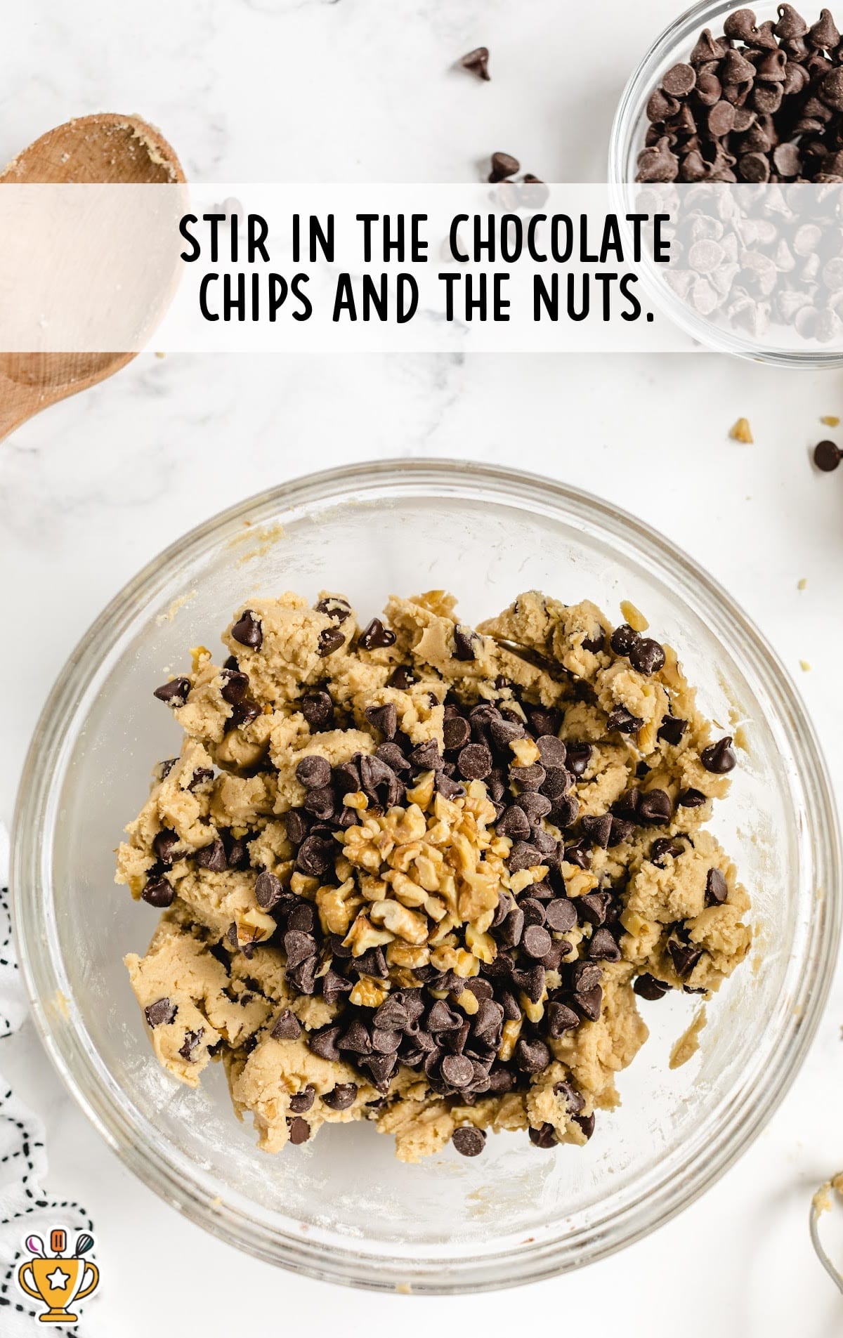 chocolate chips and nuts in a bowl
