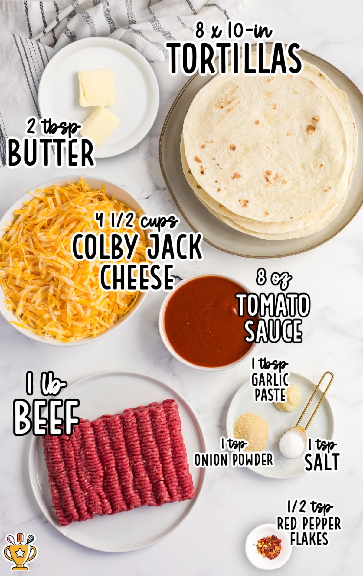 ingredients for making Cheesy Beef Quesadillas