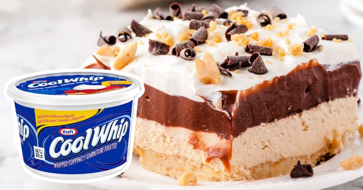 a piece of Chocolate Peanut Butter Lasagna on a white plate
