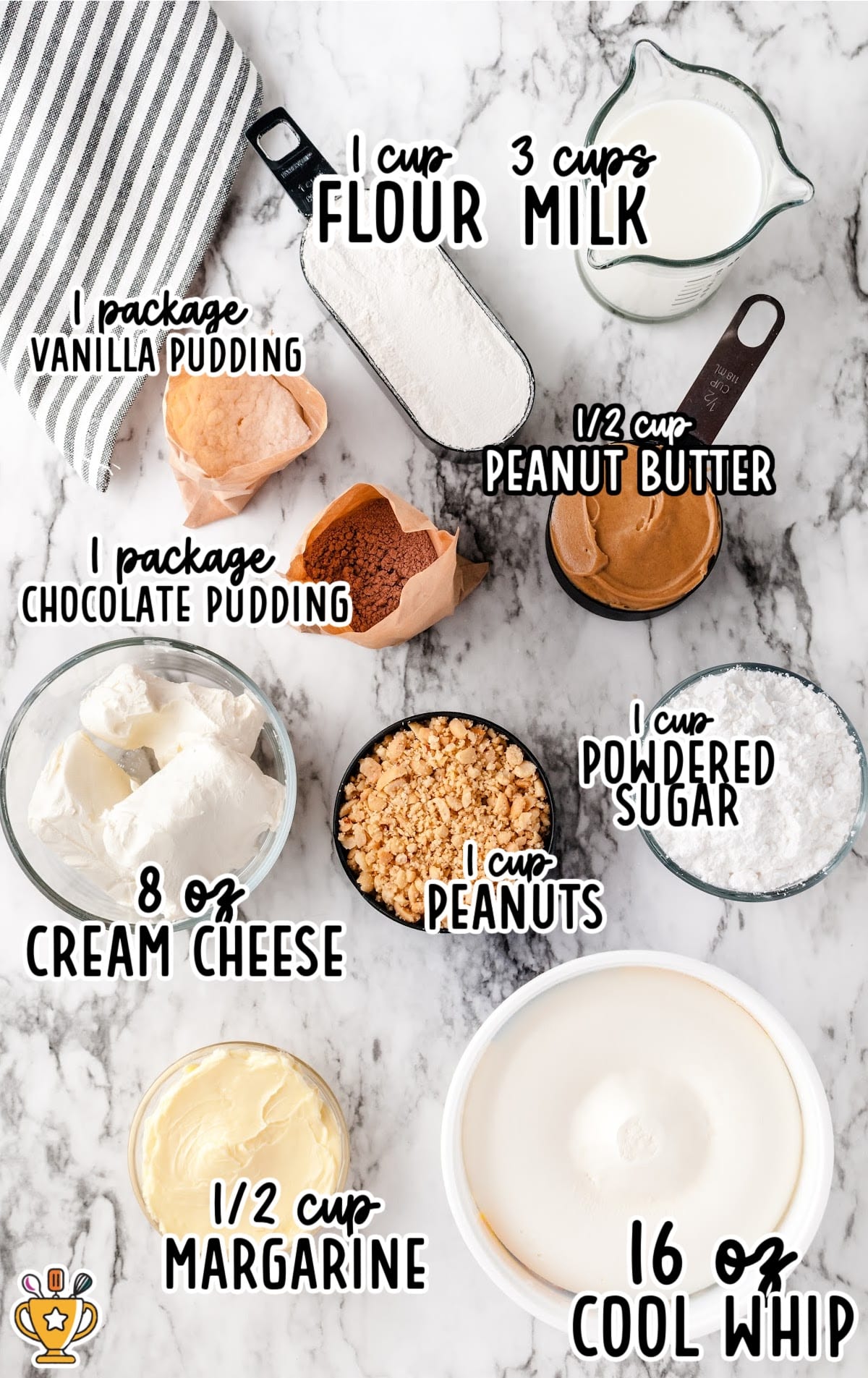 ingredients for making Chocolate Peanut Butter Lasagna