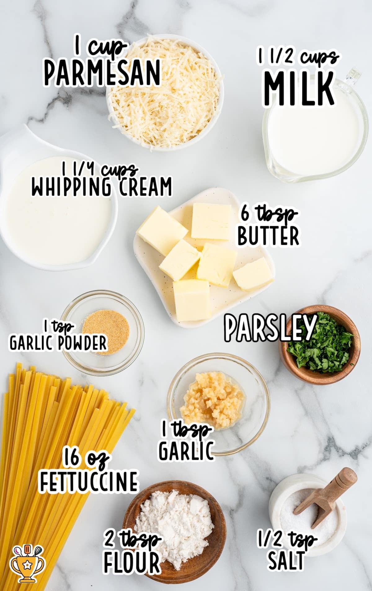 ingredients for making Olive Garden Alfredo Sauce