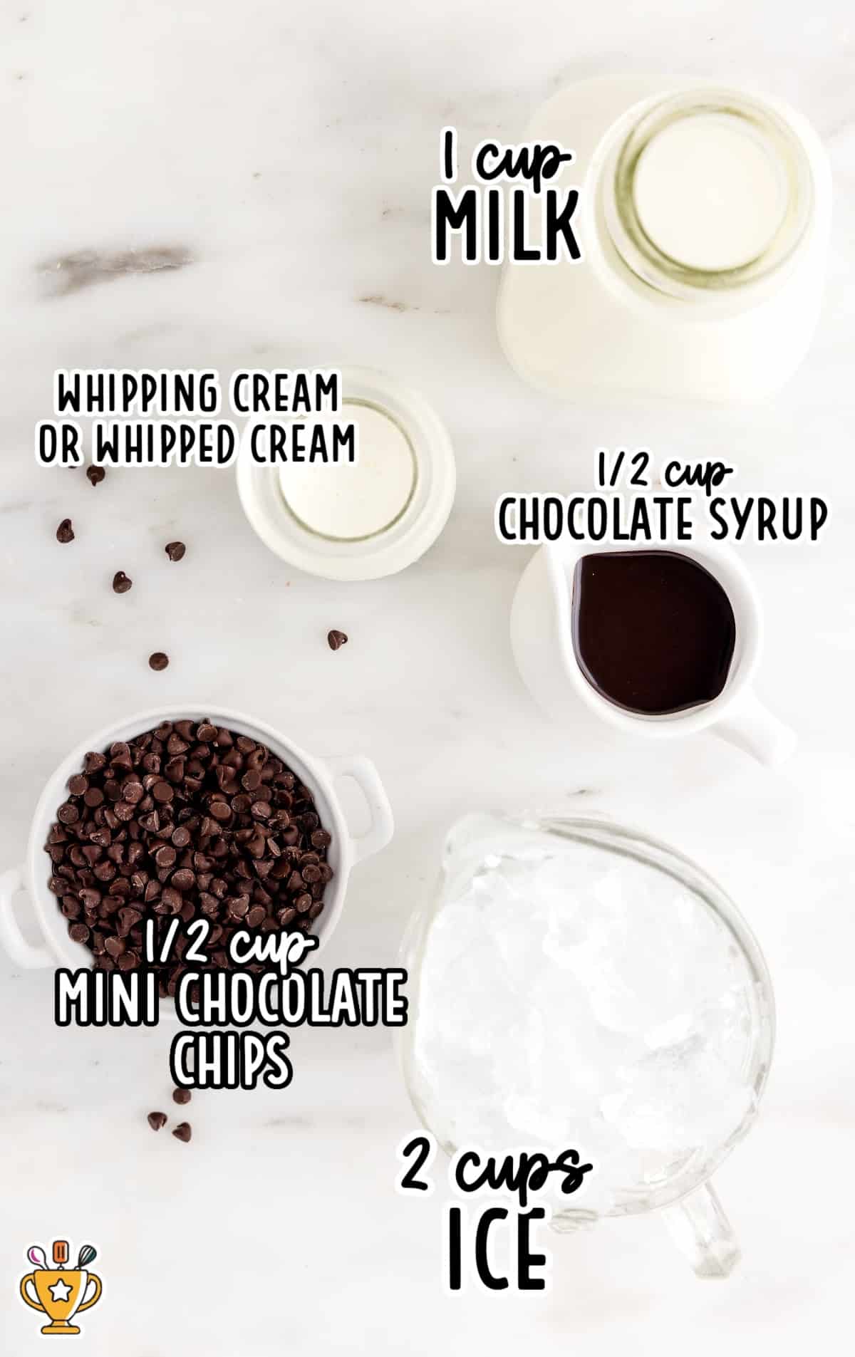 ingredients for making Double Chocolate Chip Frappuccino