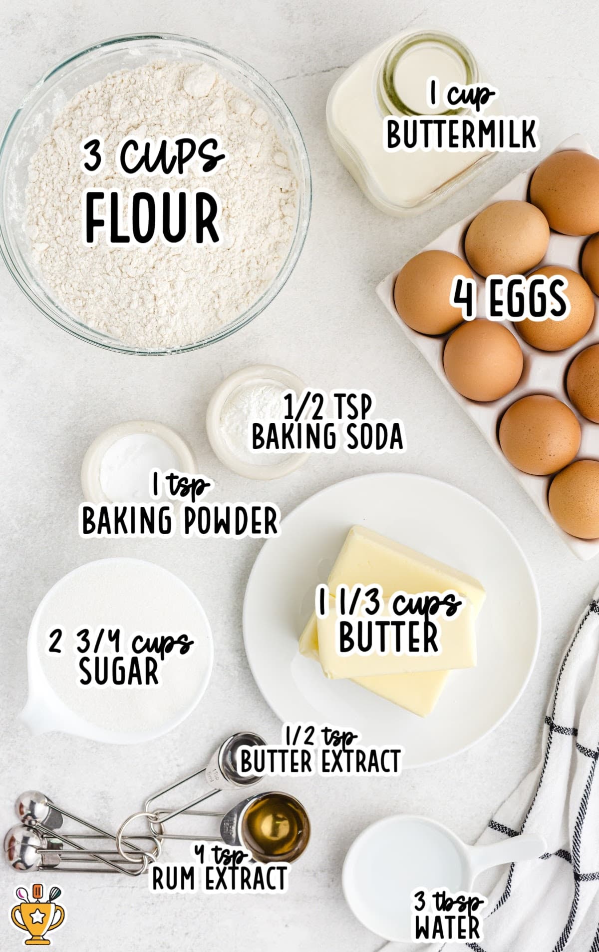 ingredients for making Kentucky Butter Cake