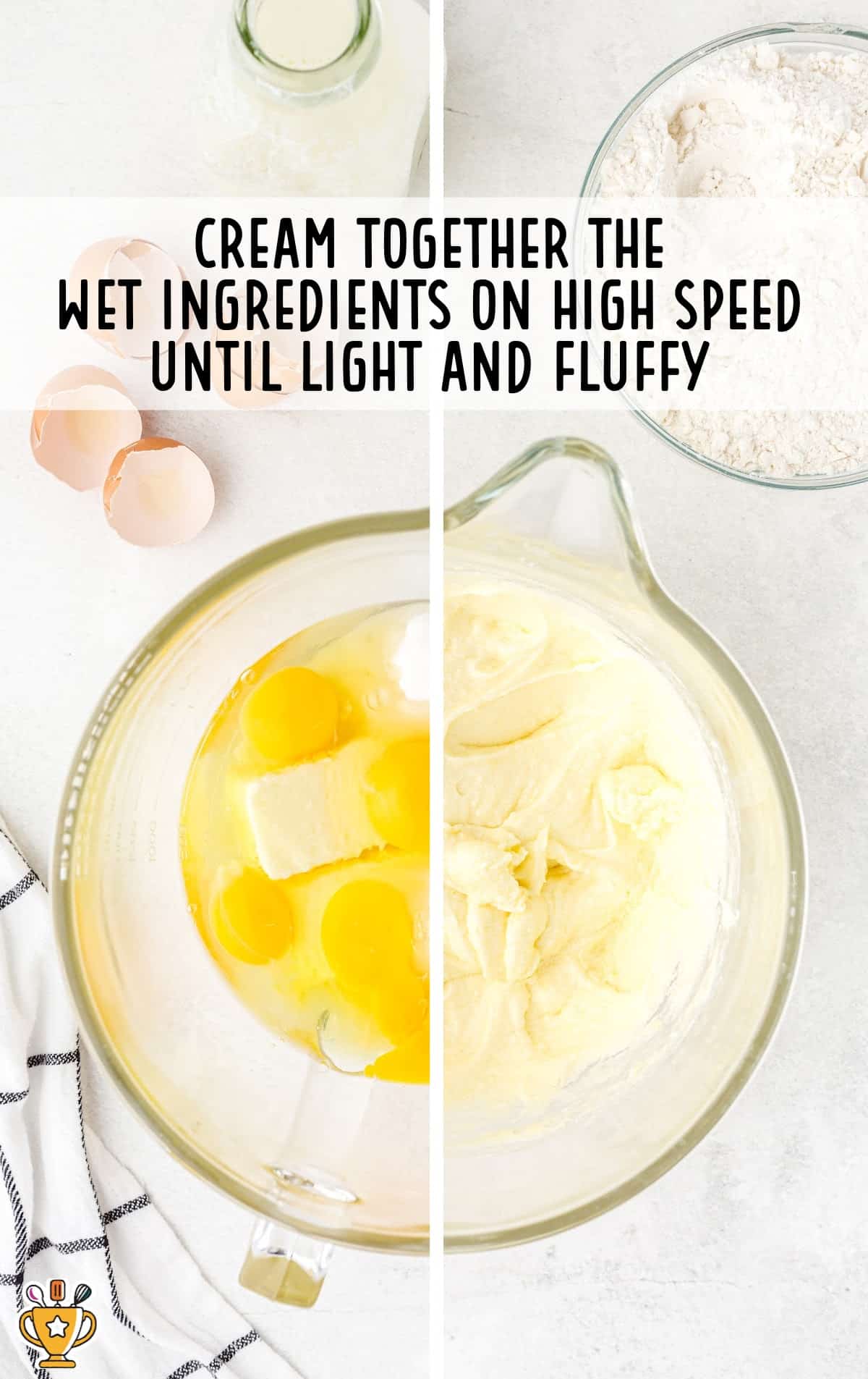 wet ingredients and dry ingredients mixed together