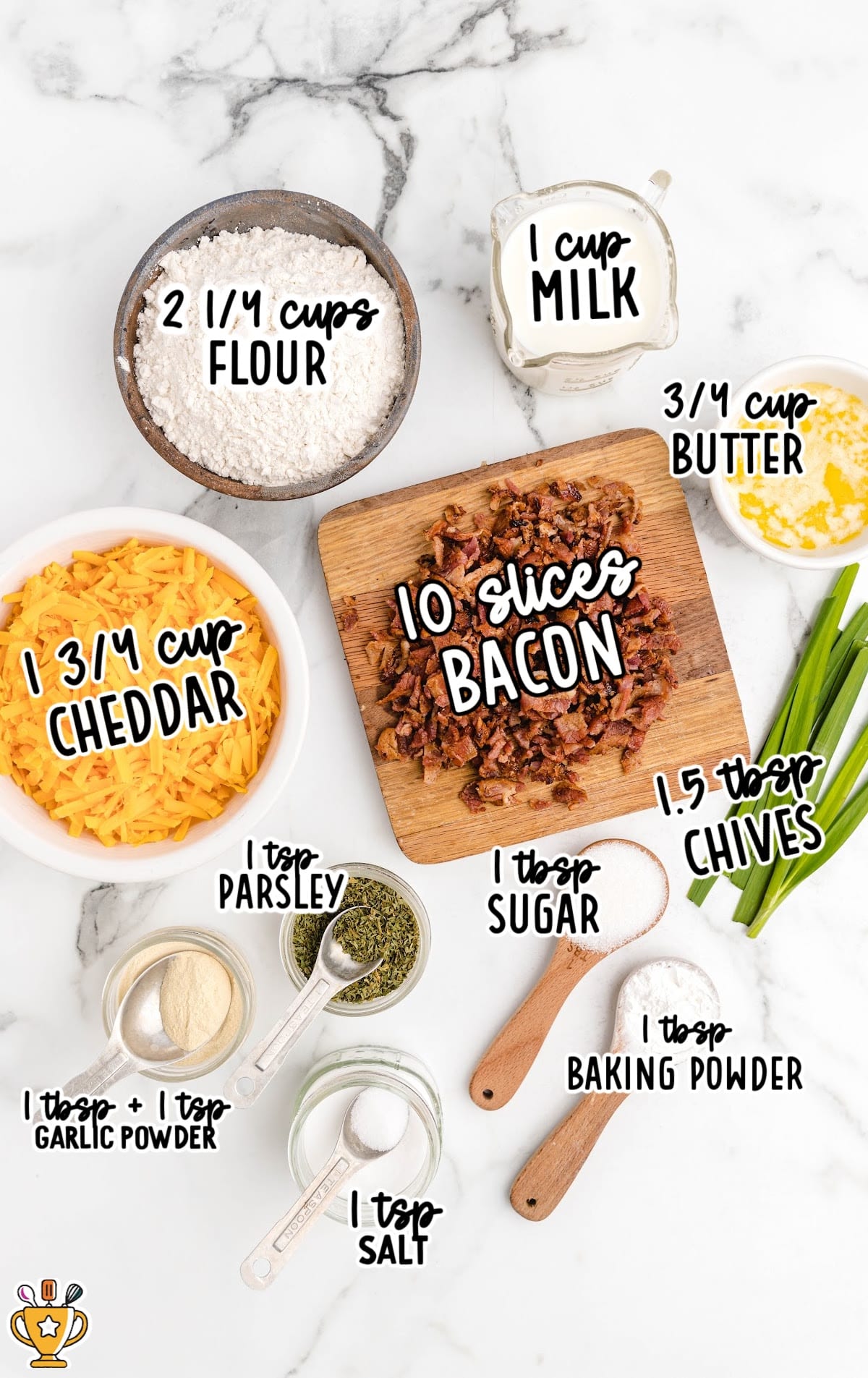 ingredients for making Bacon Cheddar Biscuits