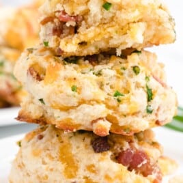 a stack of Bacon Cheddar Biscuits