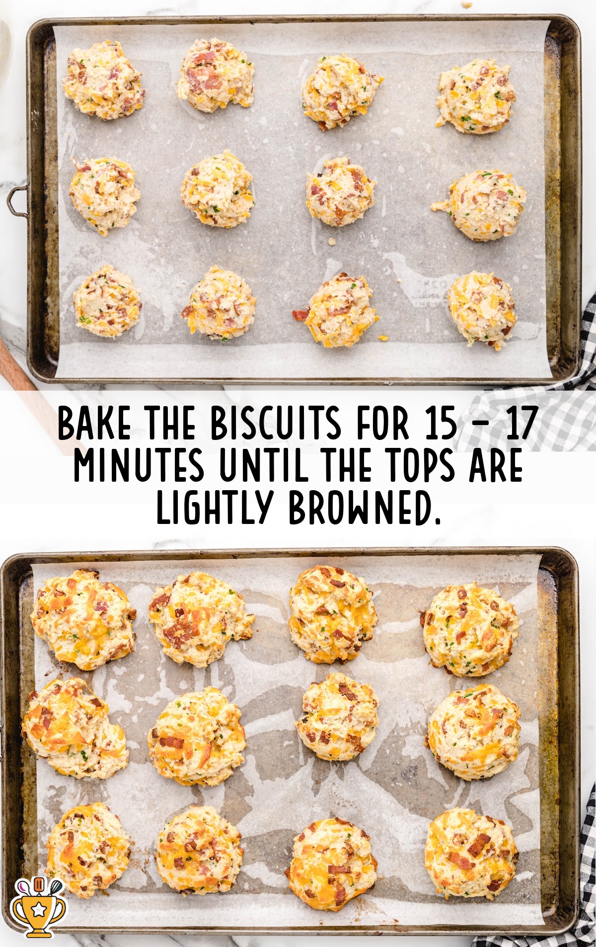 Bacon Cheddar Biscuits on a baking tin