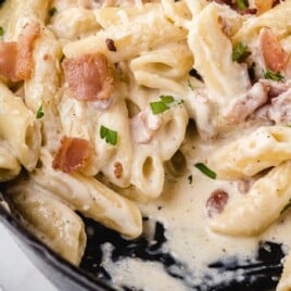 Bacon Pasta in a skillet