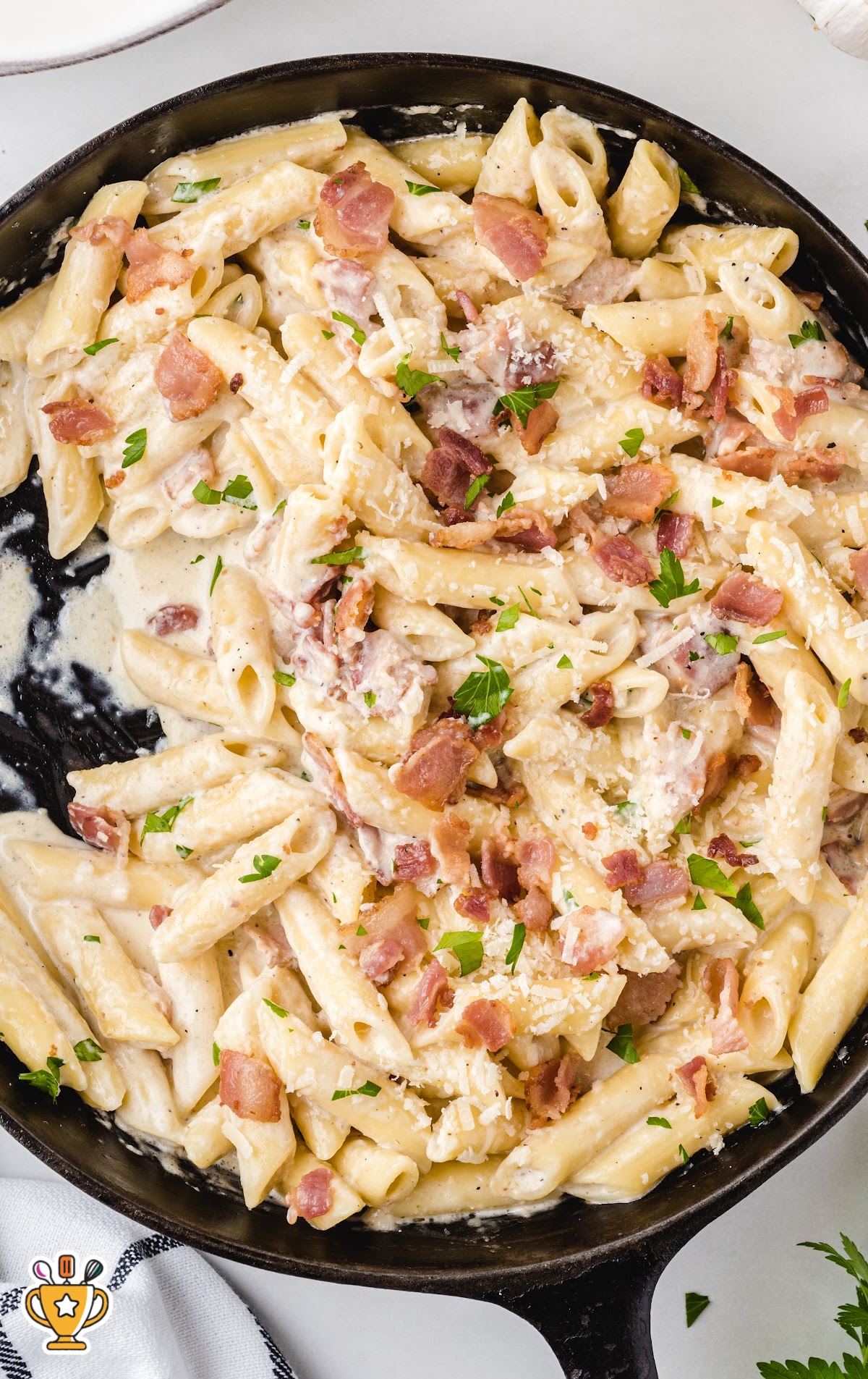 Bacon Pasta in a skillet