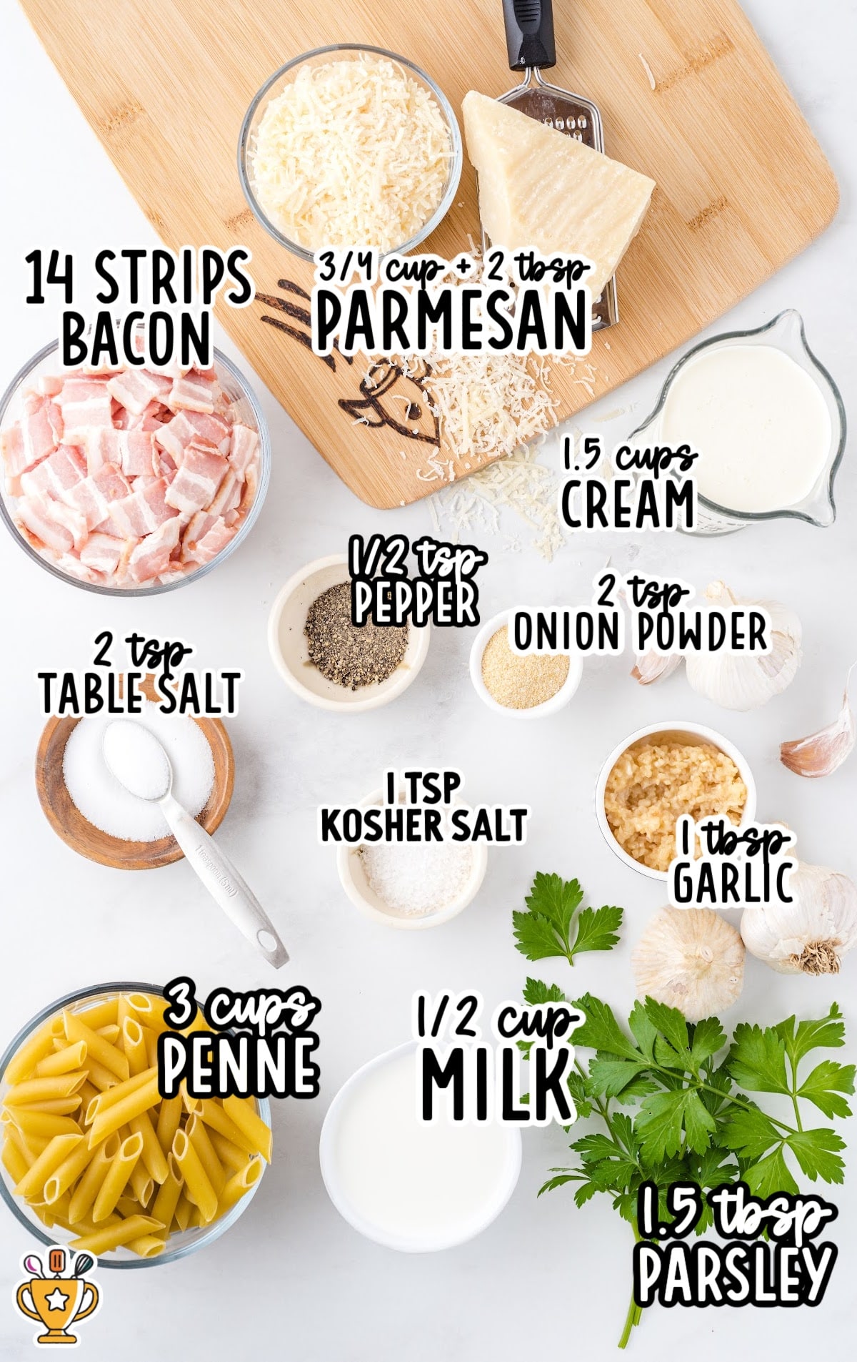 ingredients for making Bacon Pasta